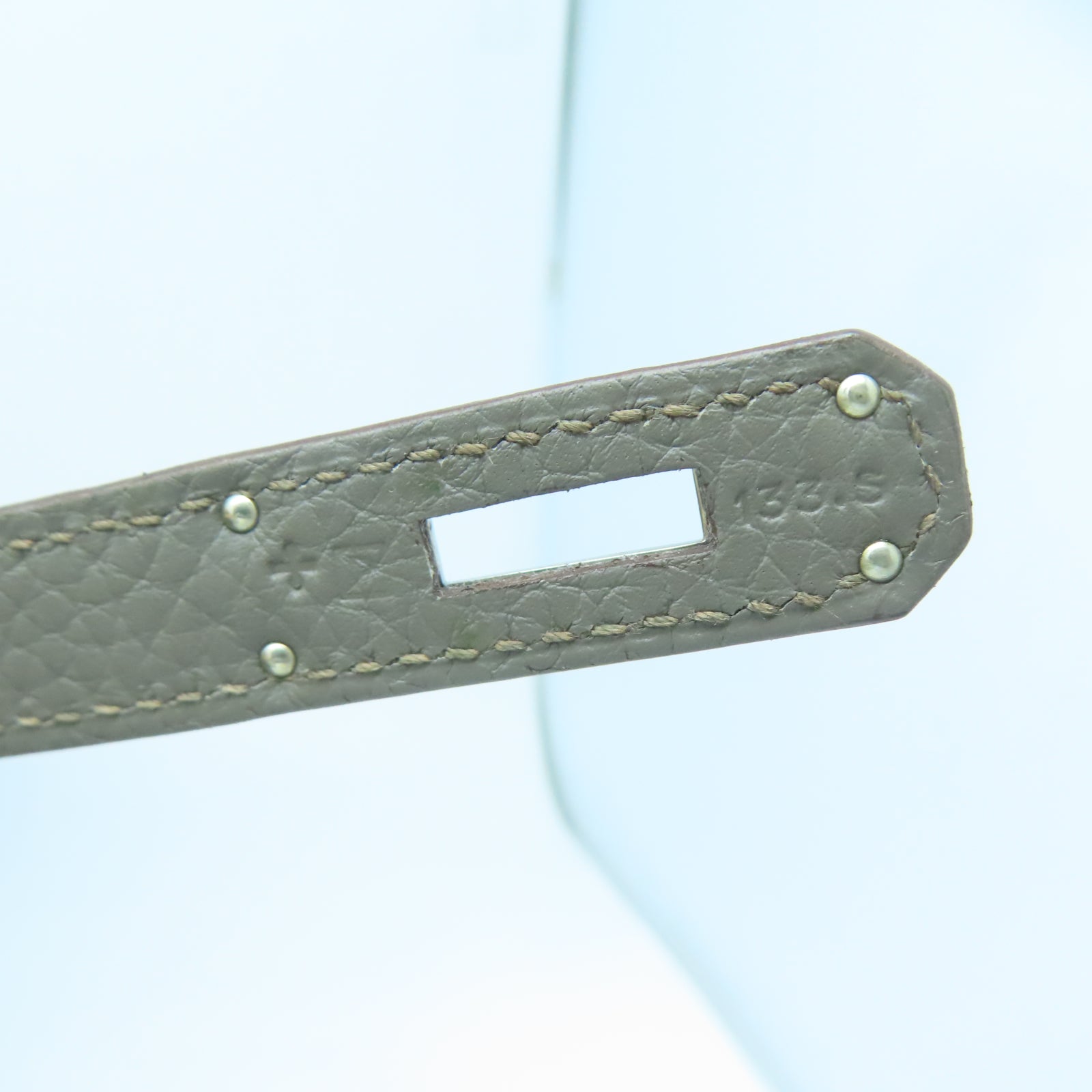 HERMES Taurillon Clemence皮革Jypsiere 28銀扣肩背袋錫器灰色