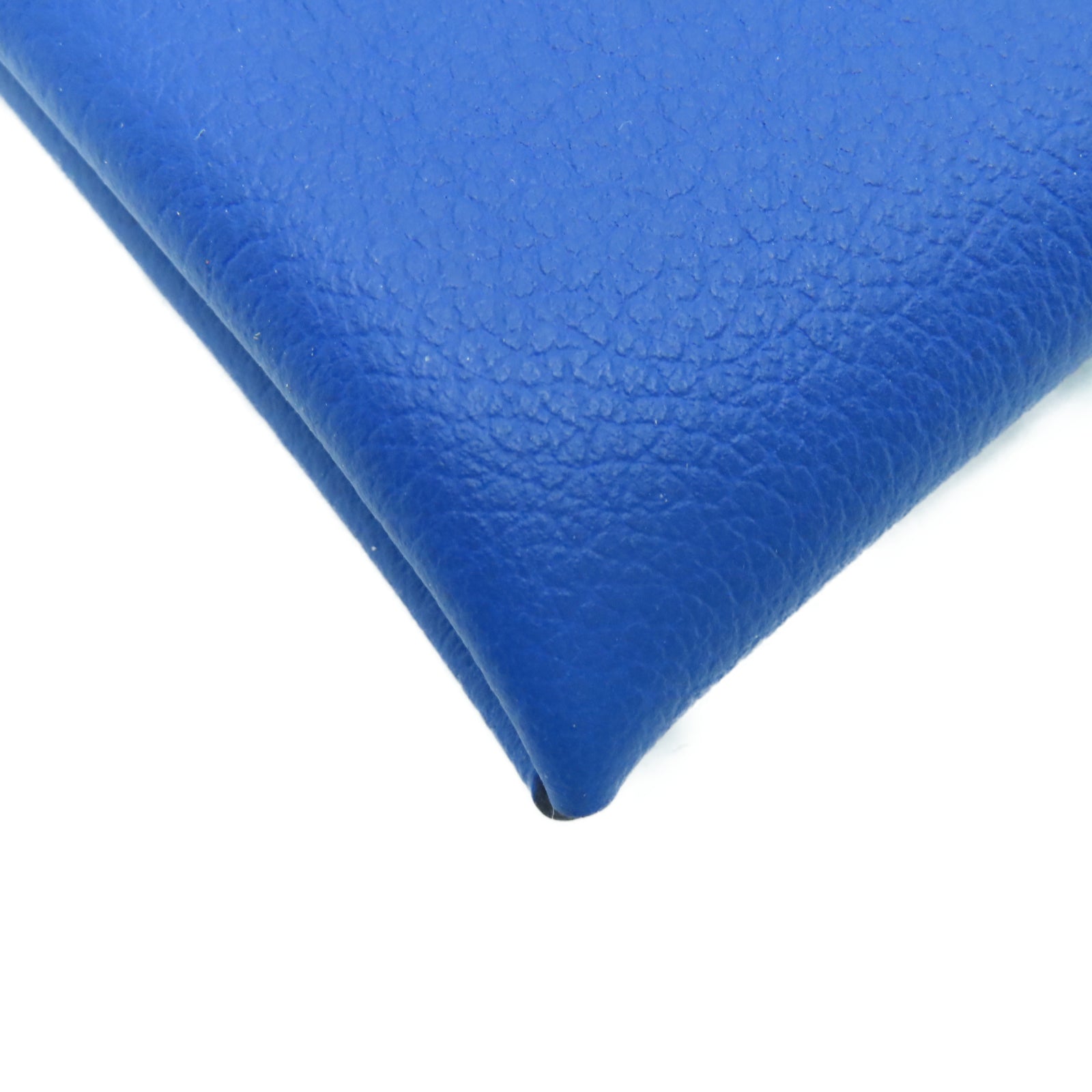 HERMES Evercolor皮革Calvi銀扣卡片包藍色