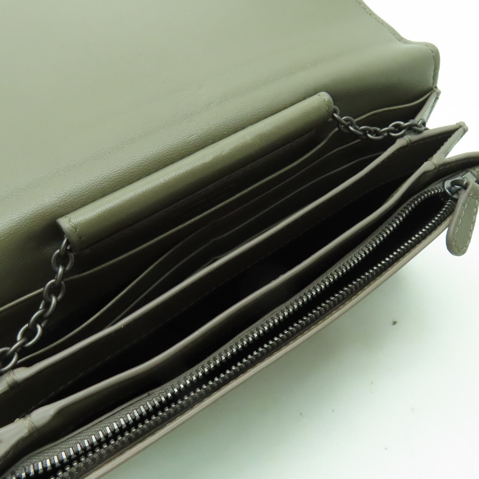 BOTTEGA VENETA 織紋皮革Wallet On Chain鏈帶肩背袋啡色