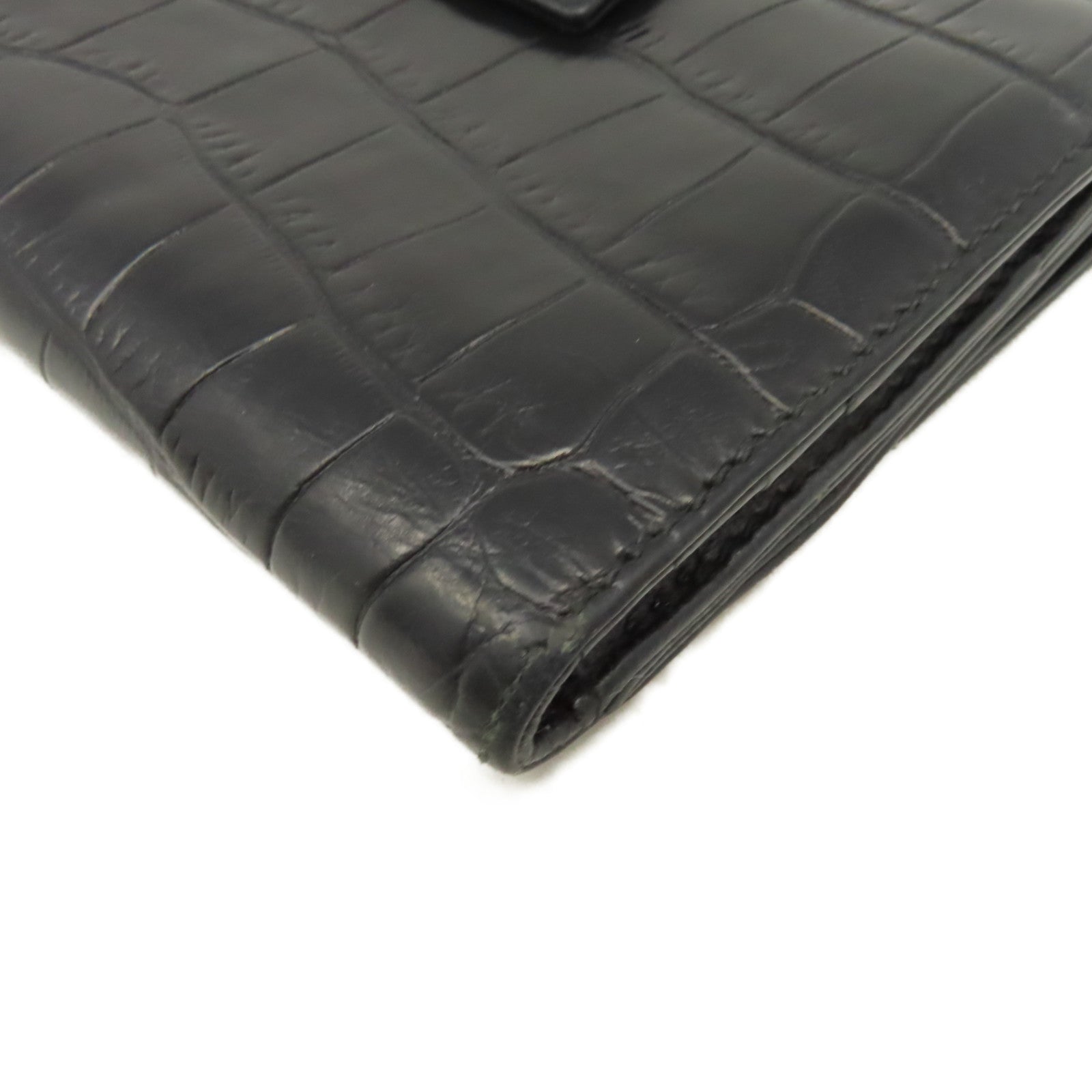 PRADA 牛皮皮革Short Wallet銀扣短錢包黑色
