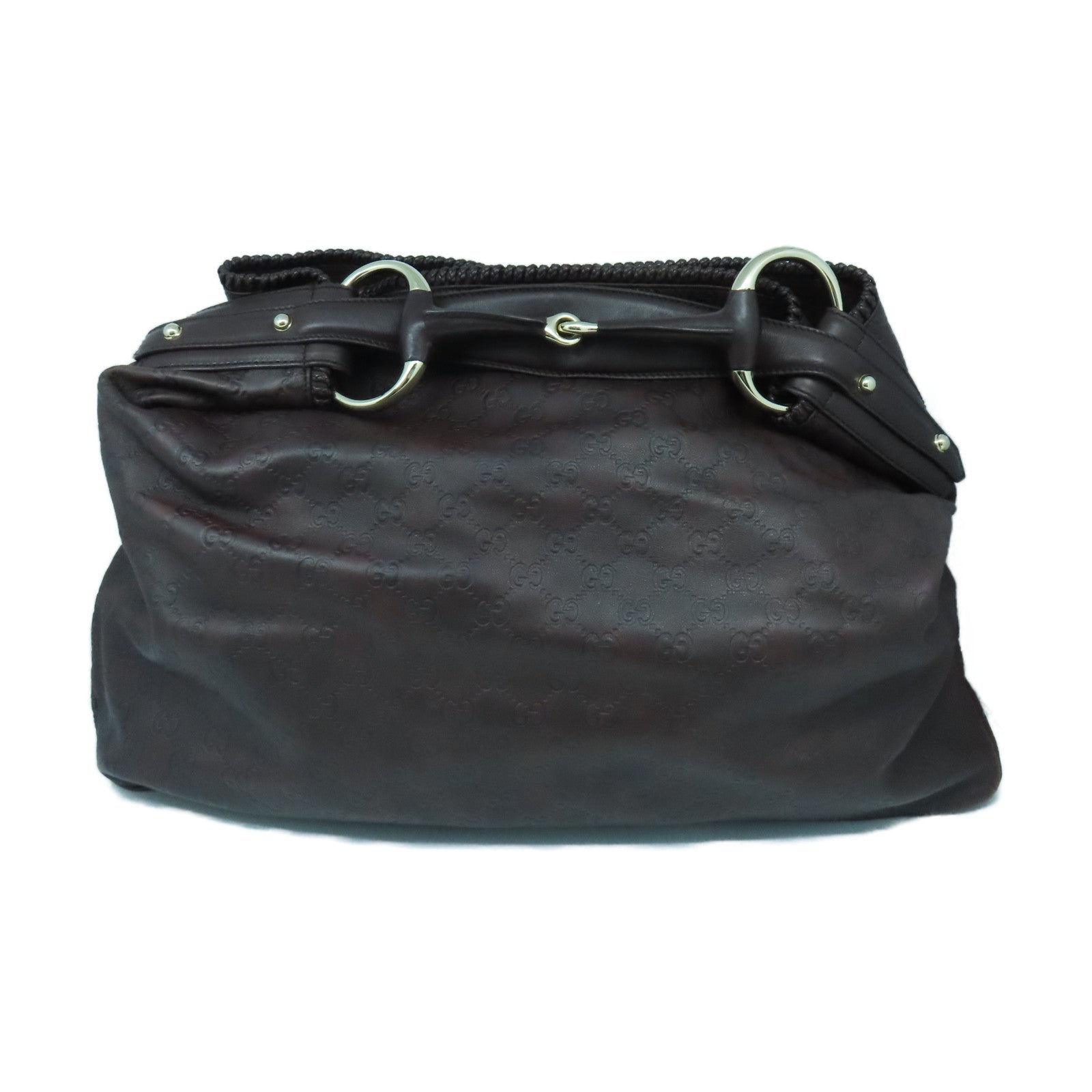 GUCCI 皮革Shoulder Bag金扣肩背袋啡色