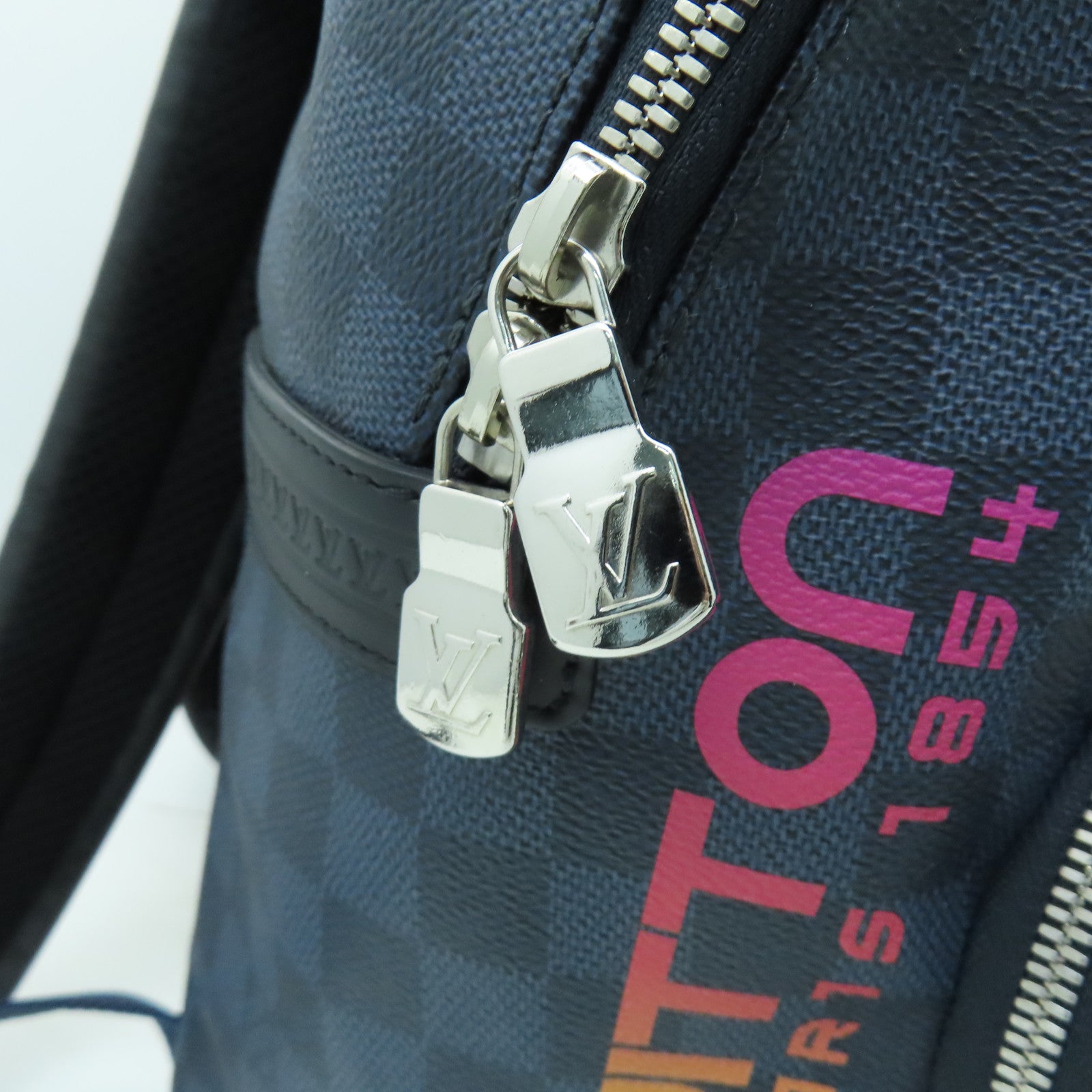 LOUIS VUITTON Damier Apollo銀扣背包深藍色