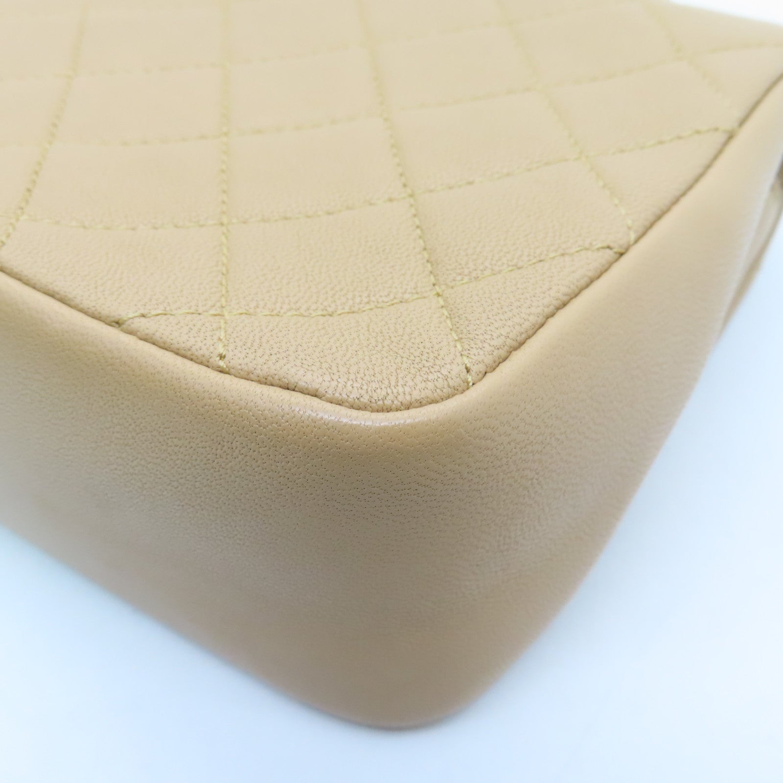 CHANEL Rhombus Leather Chain Shoulder Bag Chain Shoulder Bag Beige