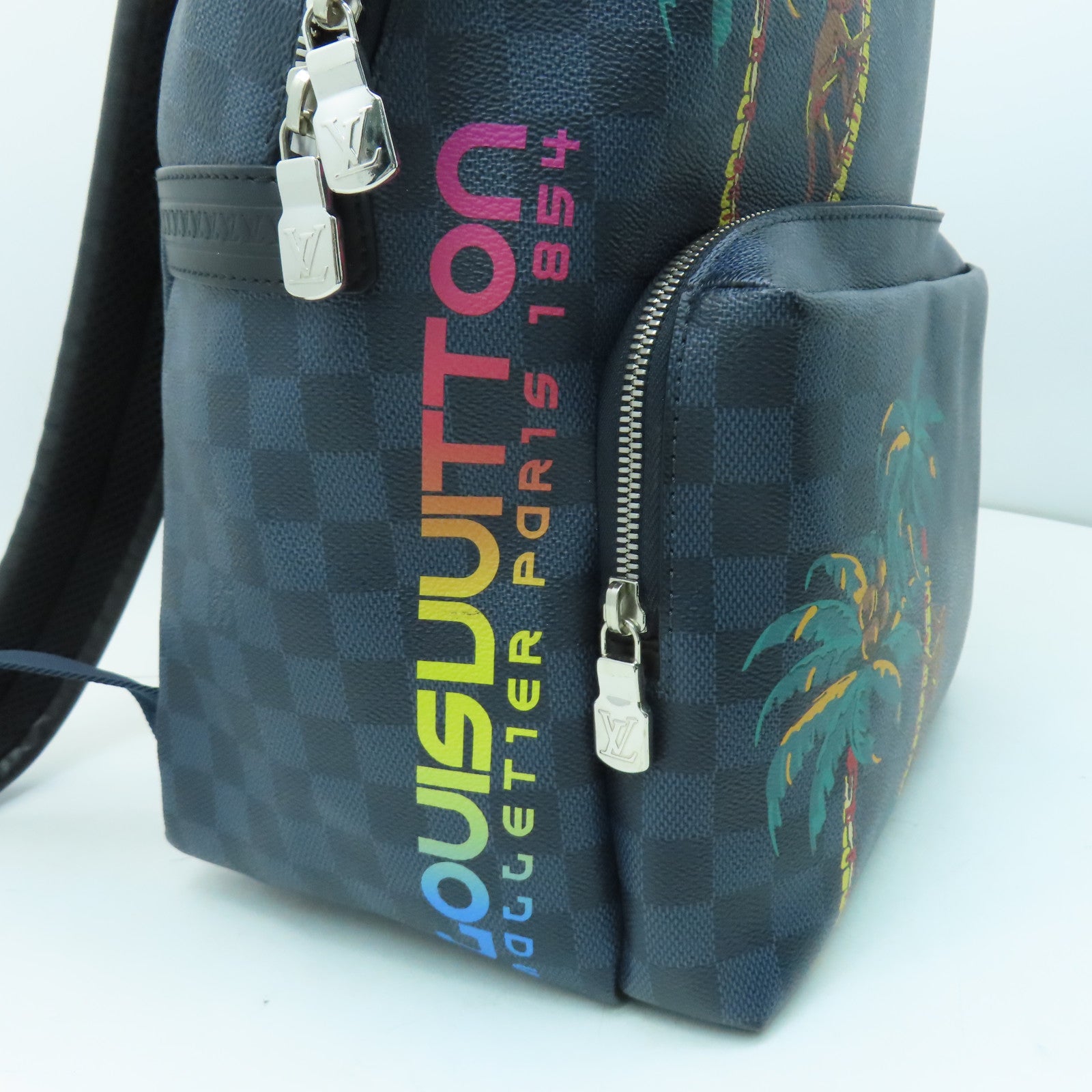 LOUIS VUITTON Damier Apollo銀扣背包深藍色