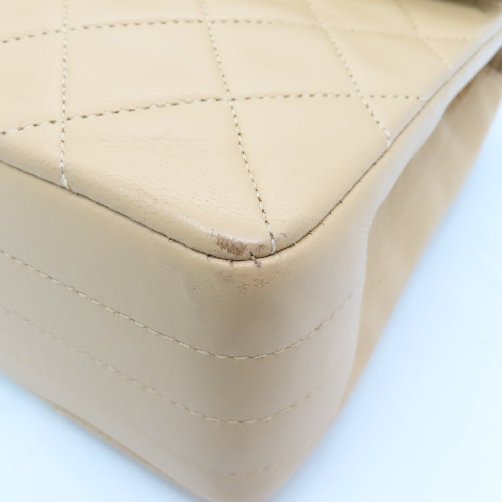 CHANEL Diamond Sheepskin Leather Chain Shoulder Bag Gold Buckle Chain Belt Shoulder Bag Beige
