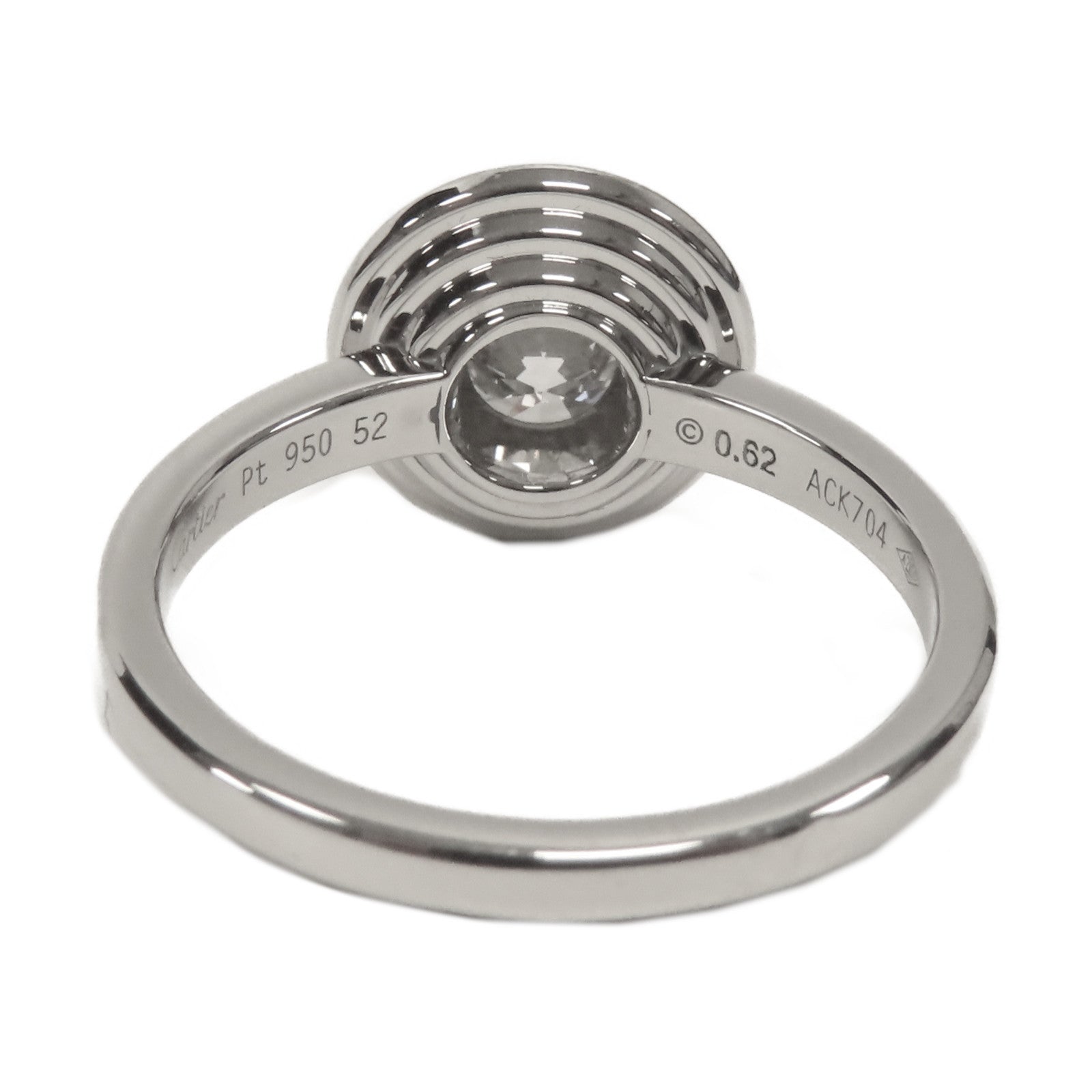 CARTIER PT950鉑金Diamond Ring 0.62ct鑽石戒指Cartier#52 US#5.5