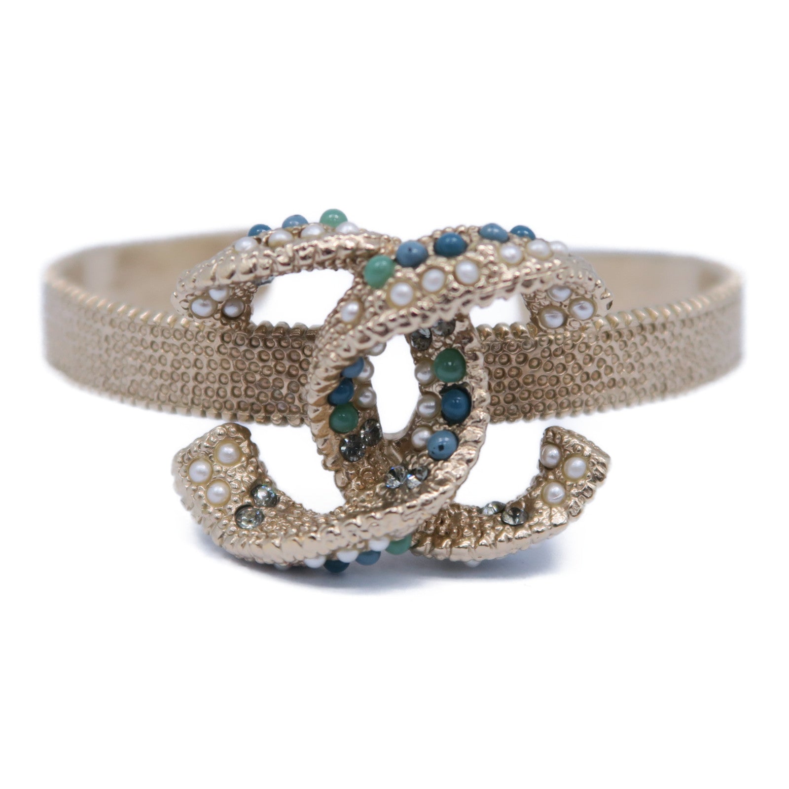 CHANEL 金屬Bangle手鐲金色/藍色
