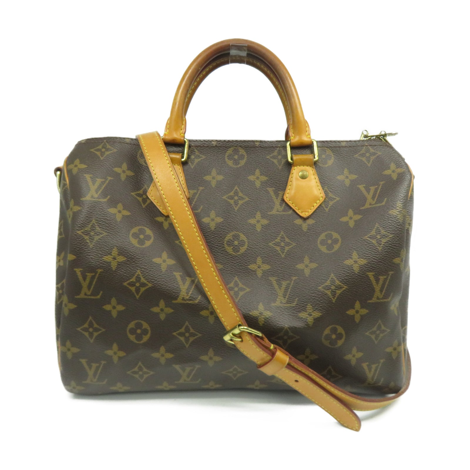 LOUIS VUITTON Monogram Speedy Bandouliere 30金扣手挽肩背兩用袋啡色