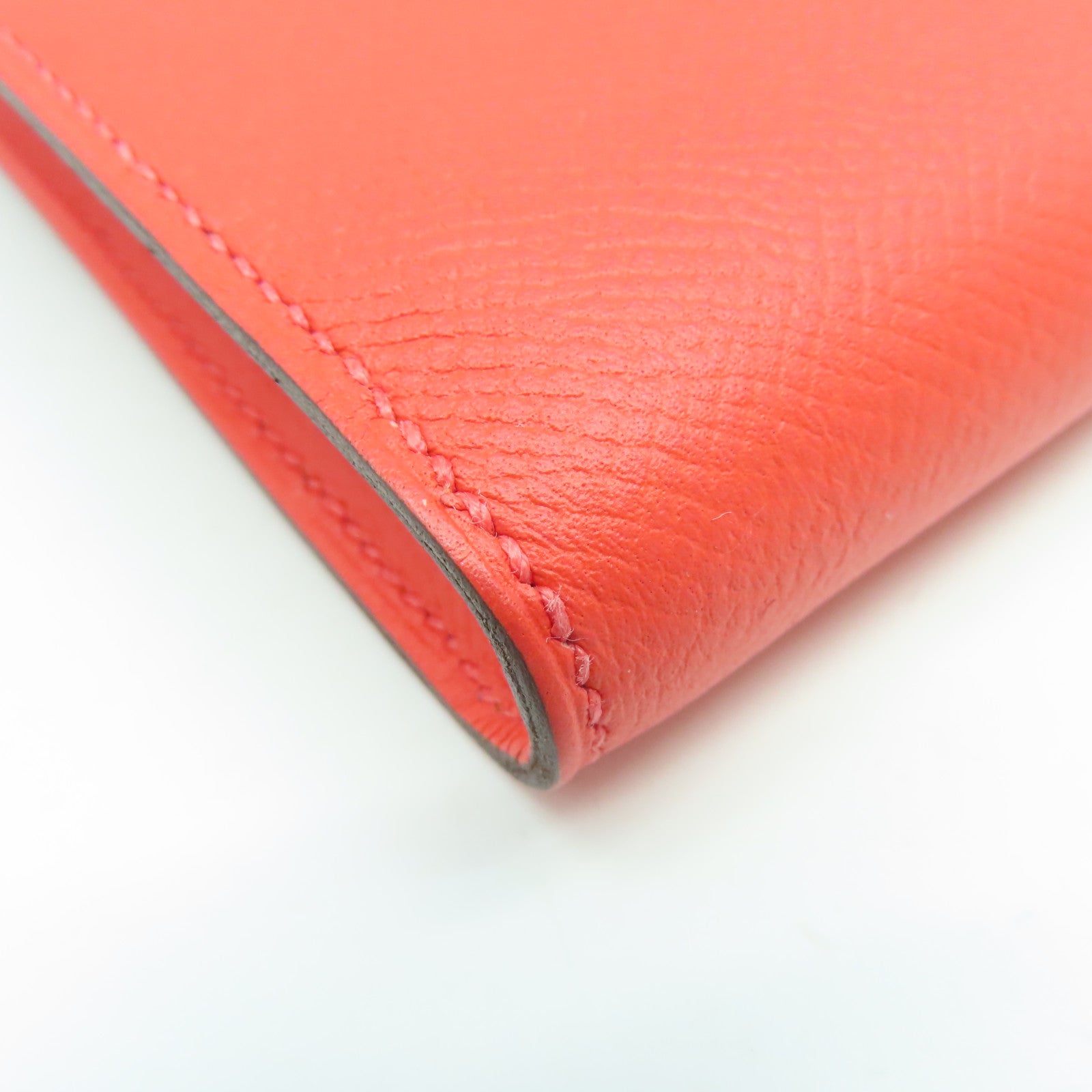 HERMES Epsom皮革Kelly Cut金扣手拿包蜜桃紅色