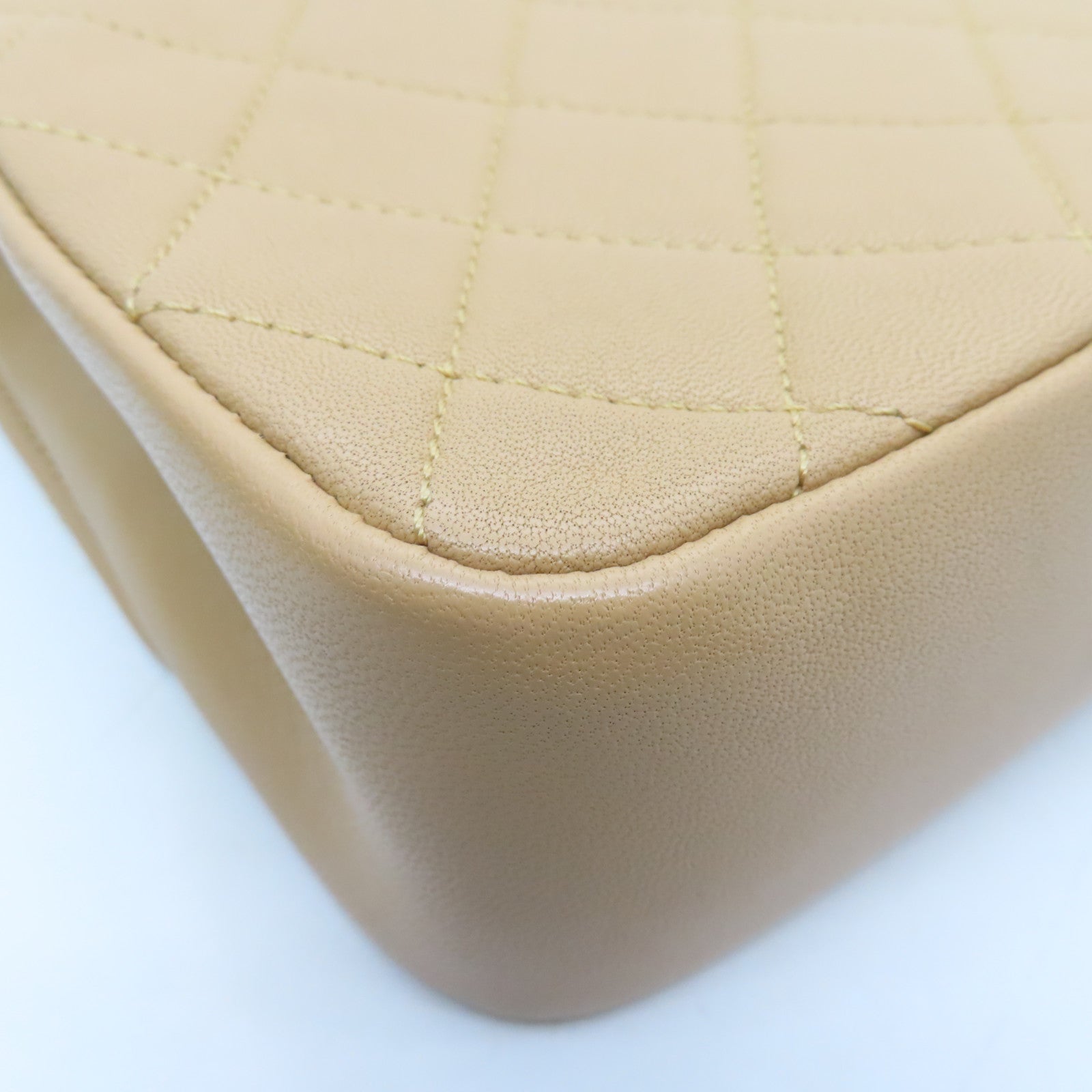 CHANEL Rhombus Leather Chain Shoulder Bag Chain Shoulder Bag Beige