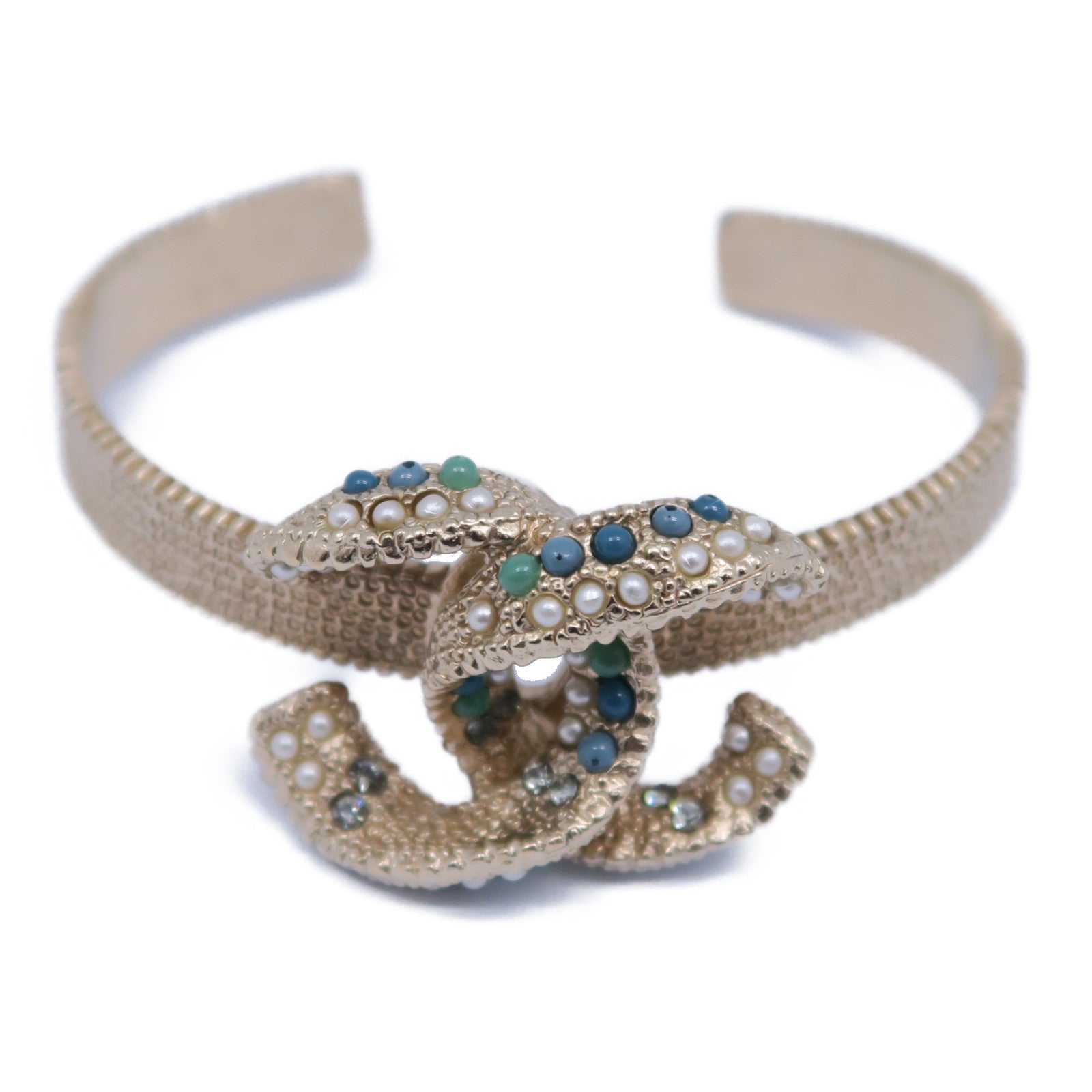 CHANEL 金屬Bangle手鐲金色/藍色