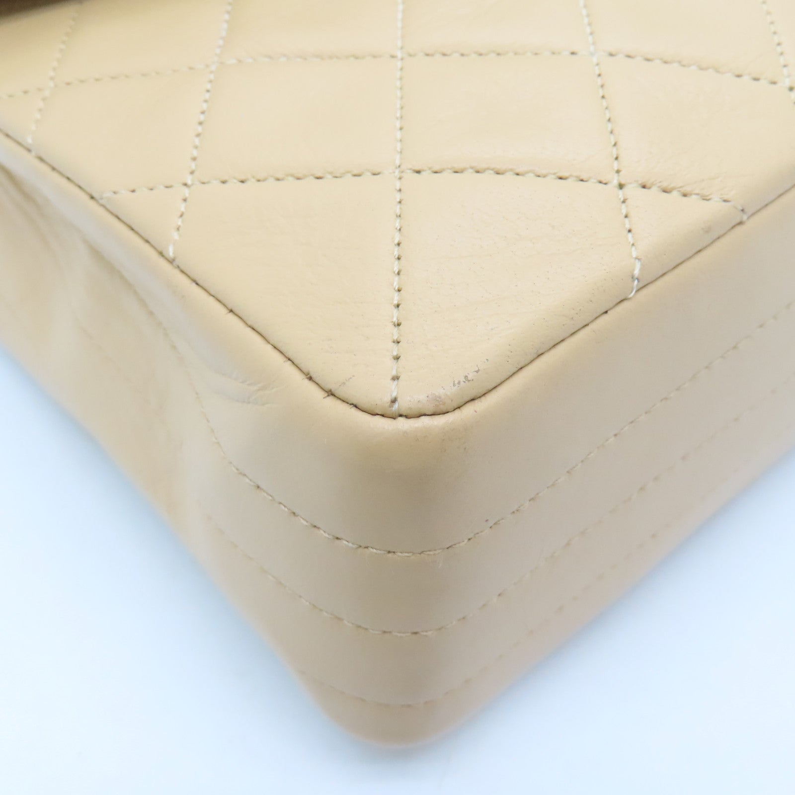 CHANEL Diamond Sheepskin Leather Chain Shoulder Bag Gold Buckle Chain Belt Shoulder Bag Beige