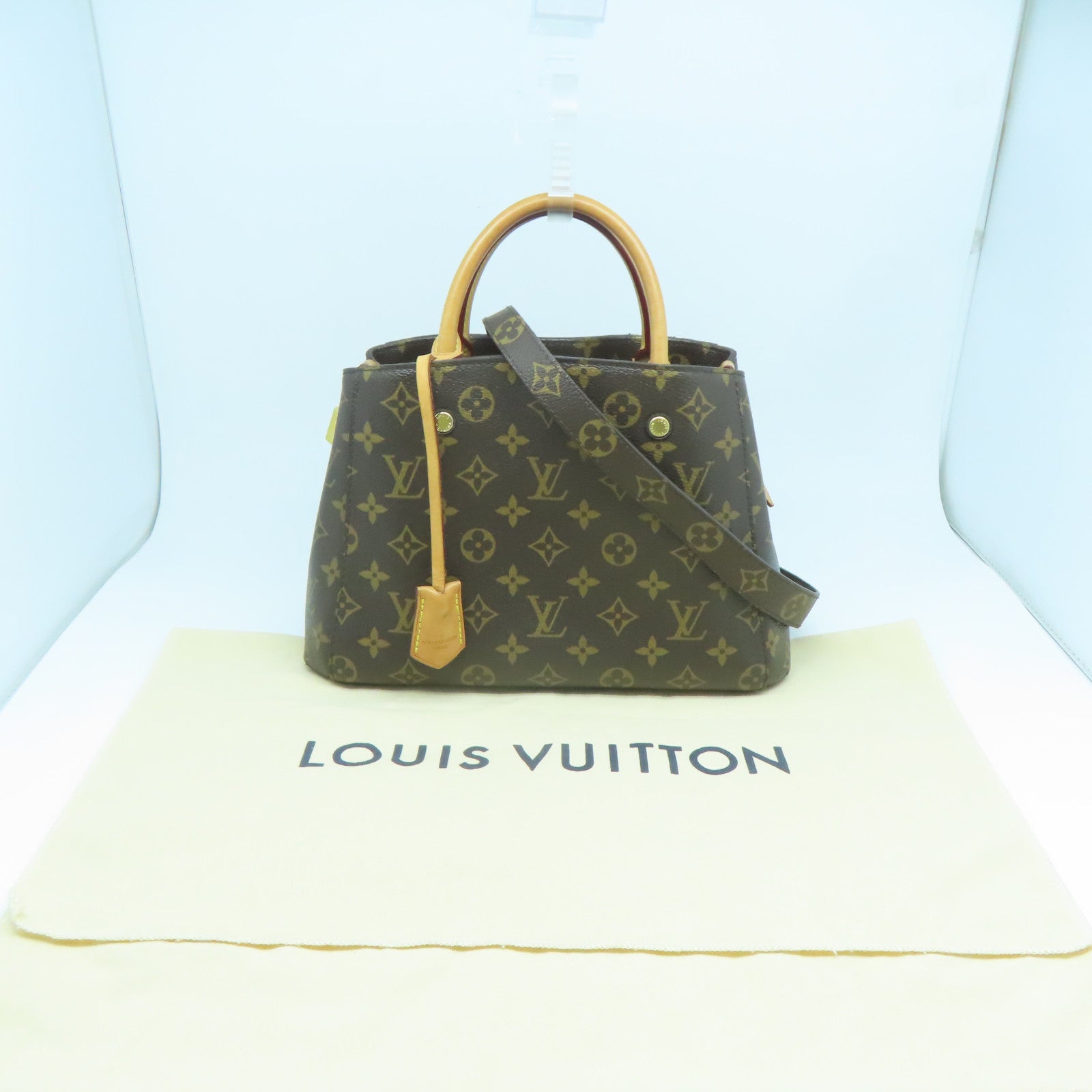 LOUIS VUITTON Monogram Montaigne BB金扣手挽肩背兩用袋啡色