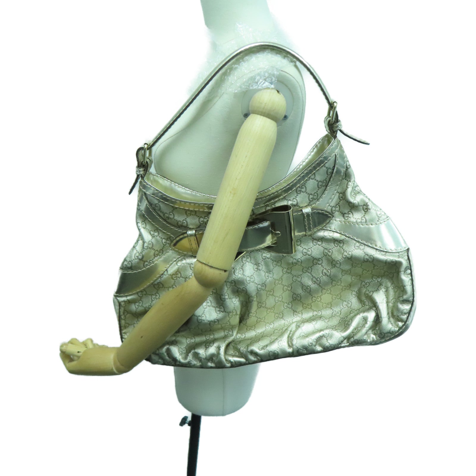 GUCCI 牛皮皮革Shoulder Bag金扣肩背袋香槟金色