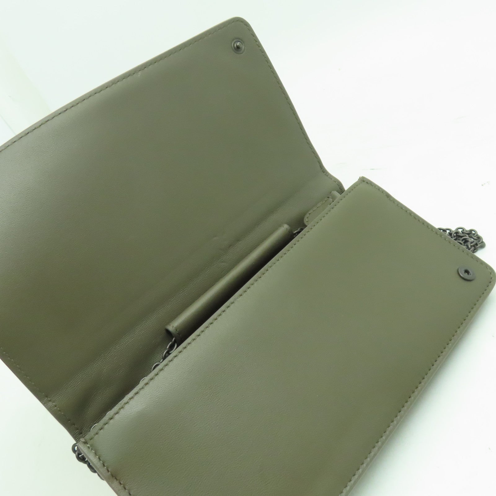BOTTEGA VENETA 織紋皮革Wallet On Chain鏈帶肩背袋啡色