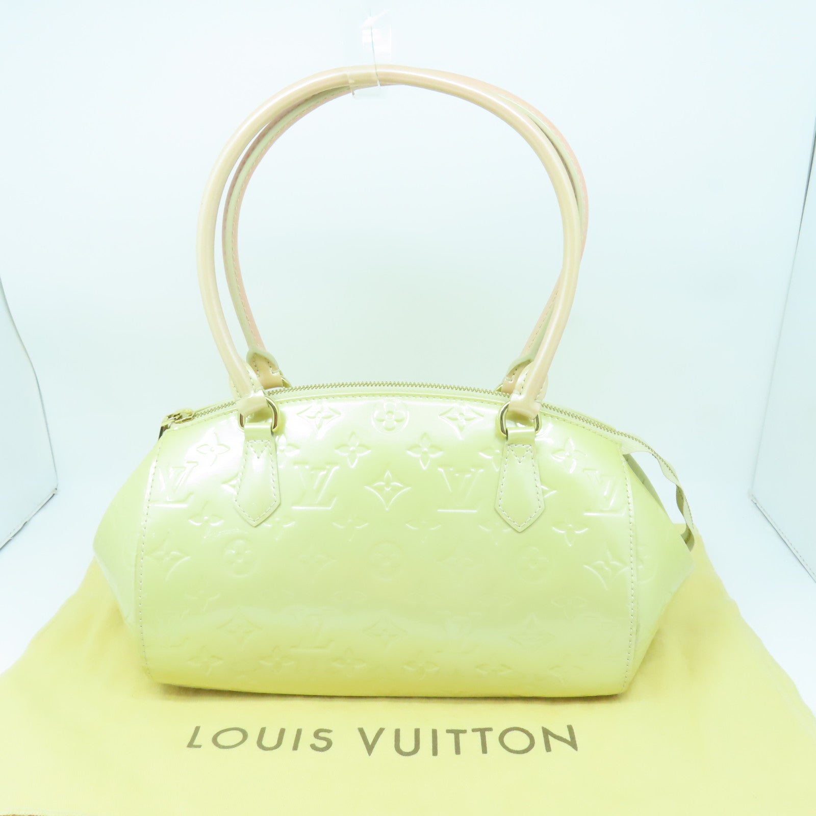 LOUIS VUITTON Vernis Sherwood PM金扣肩背袋黄色