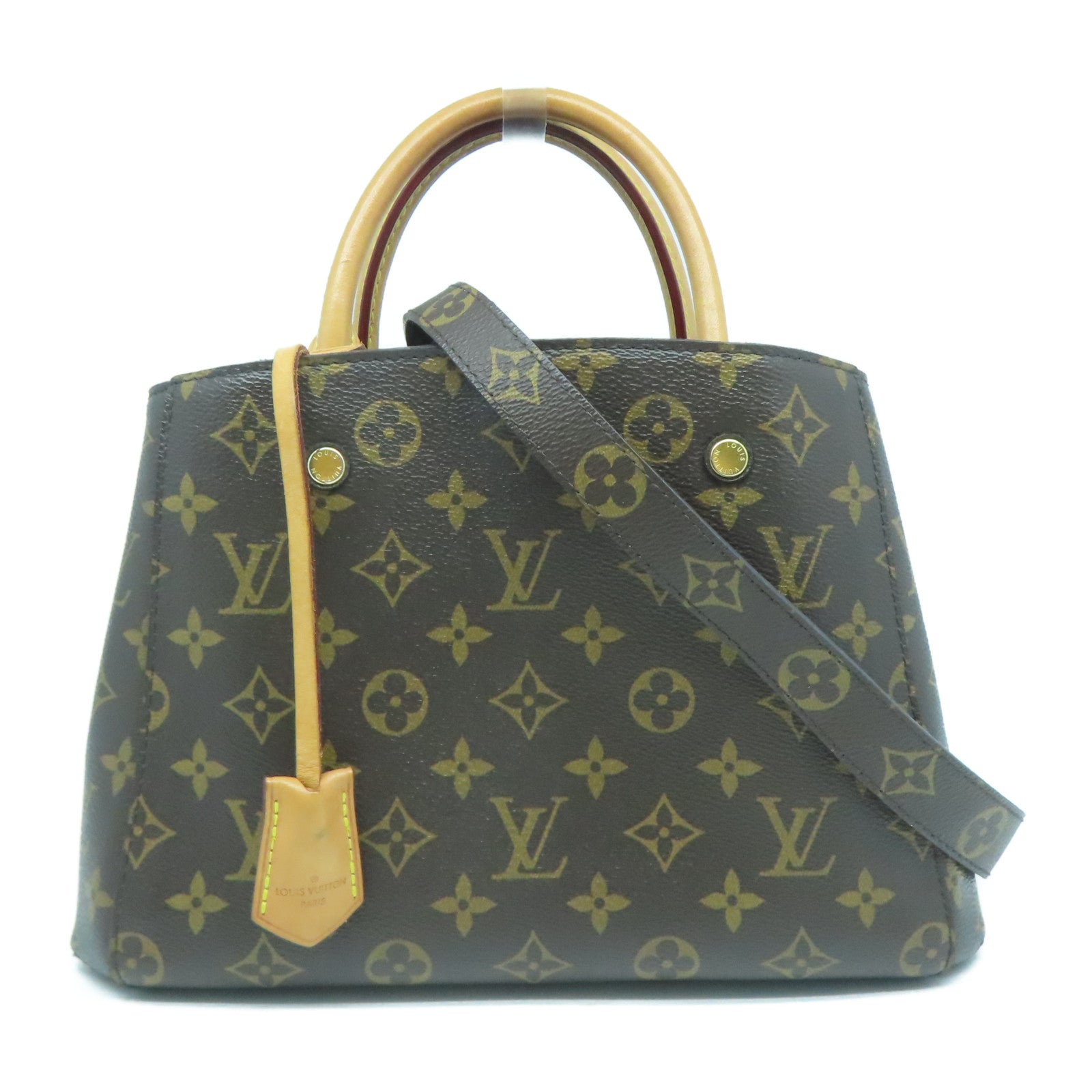 LOUIS VUITTON Monogram Montaigne BB金扣手挽肩背兩用袋啡色