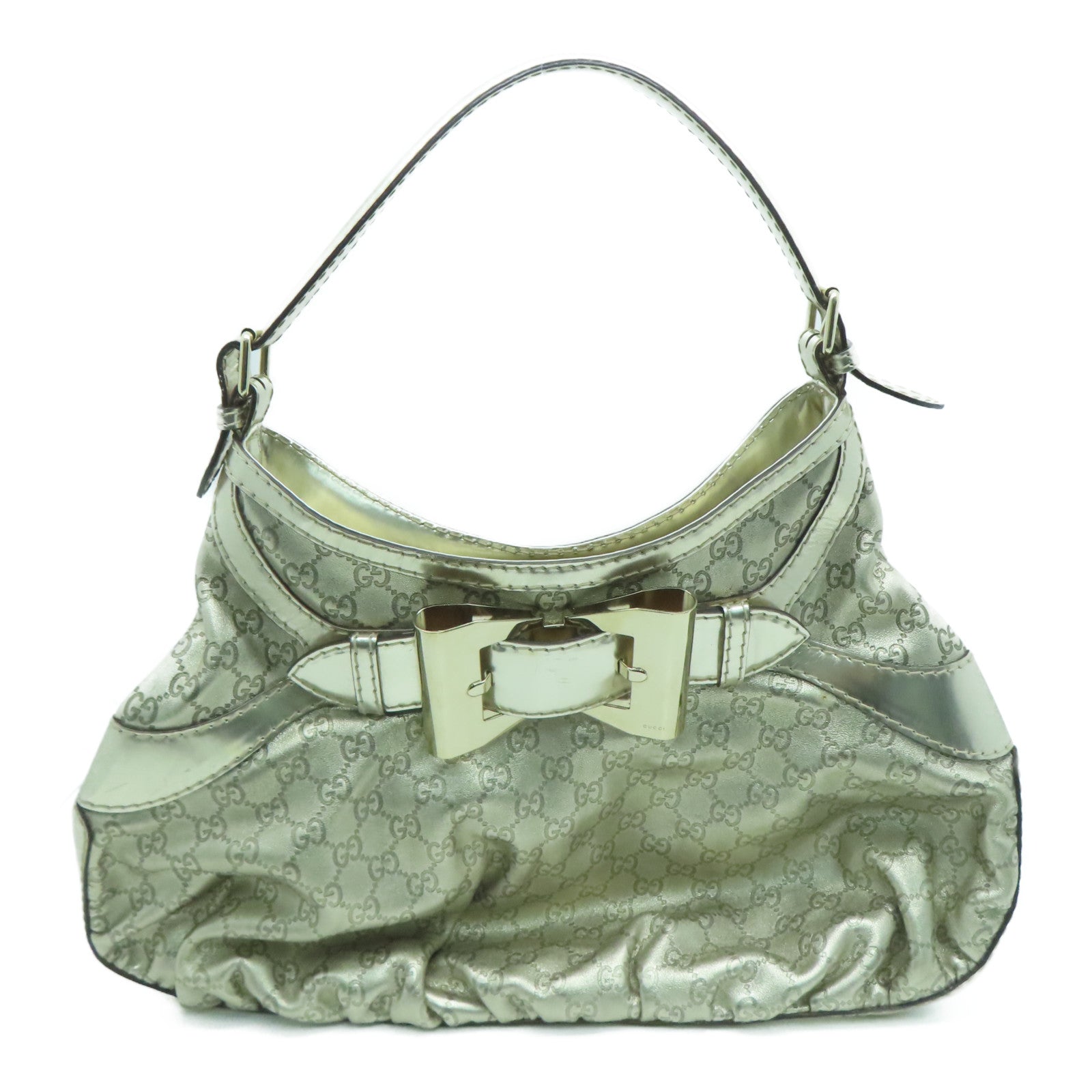 GUCCI 牛皮皮革Shoulder Bag金扣肩背袋香槟金色