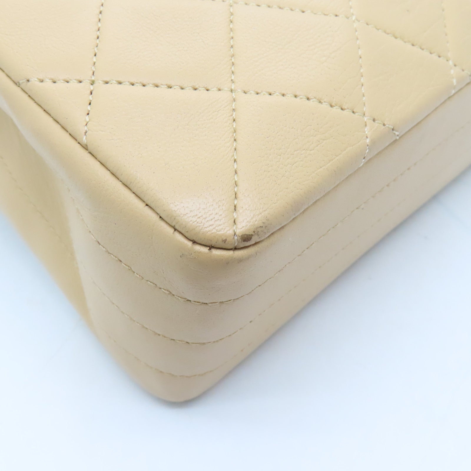 CHANEL Diamond Sheepskin Leather Chain Shoulder Bag Gold Buckle Chain Belt Shoulder Bag Beige