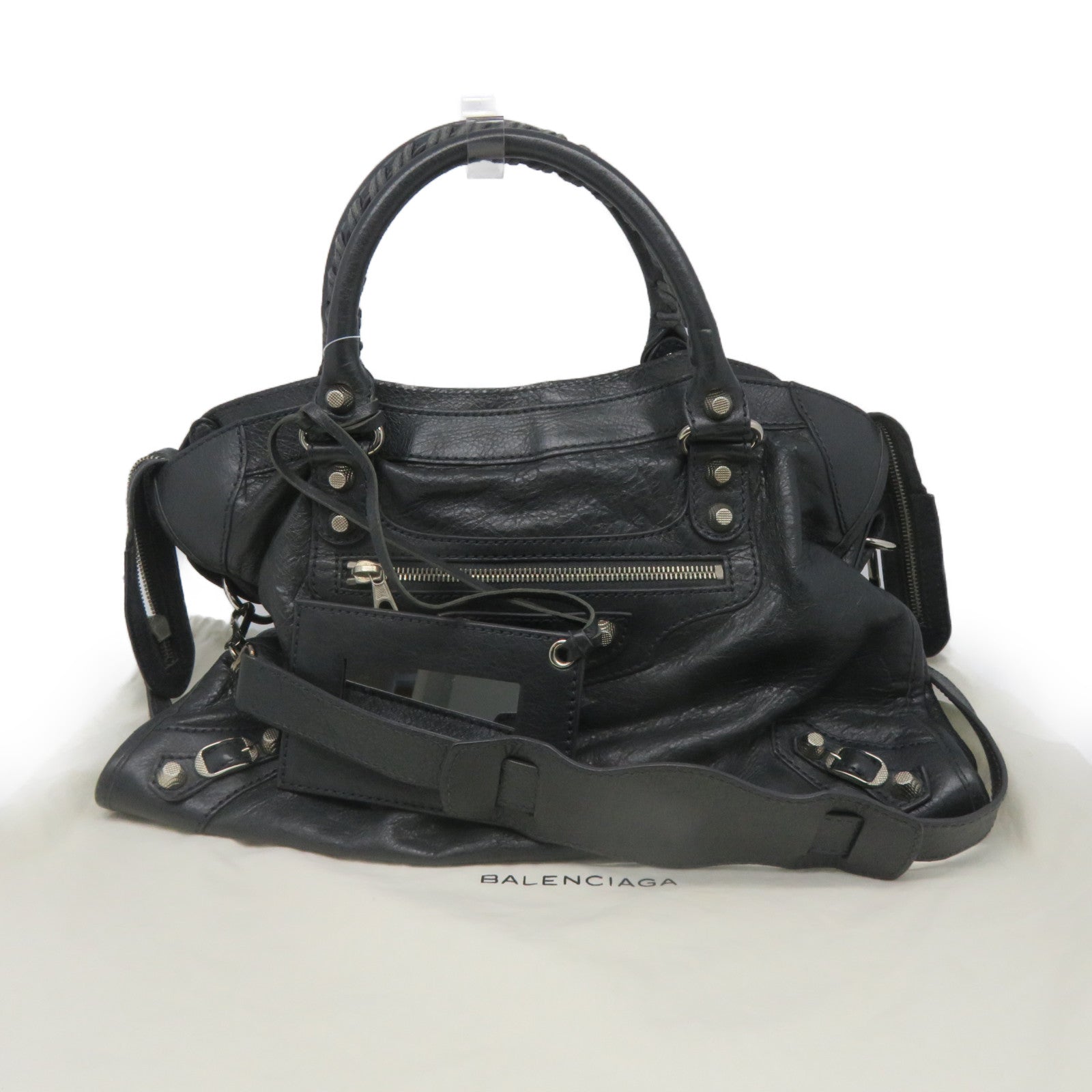 BALENCIAGA 【激减优惠】牛皮皮革Shoulder Bag银扣肩背袋灰色