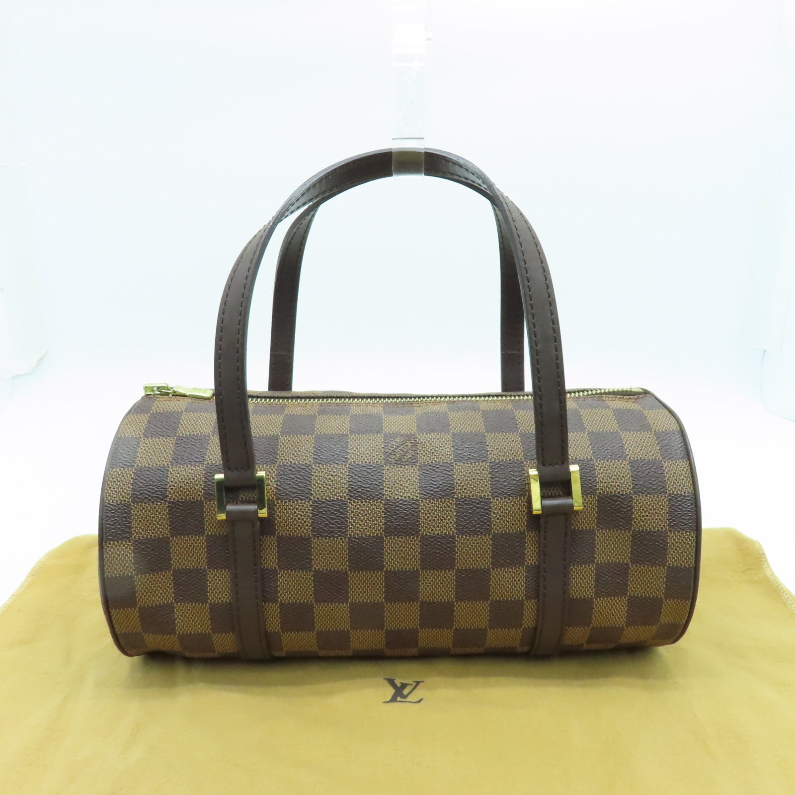LOUIS VUITTON Damier Ebene Papillon PM金扣肩背袋啡色