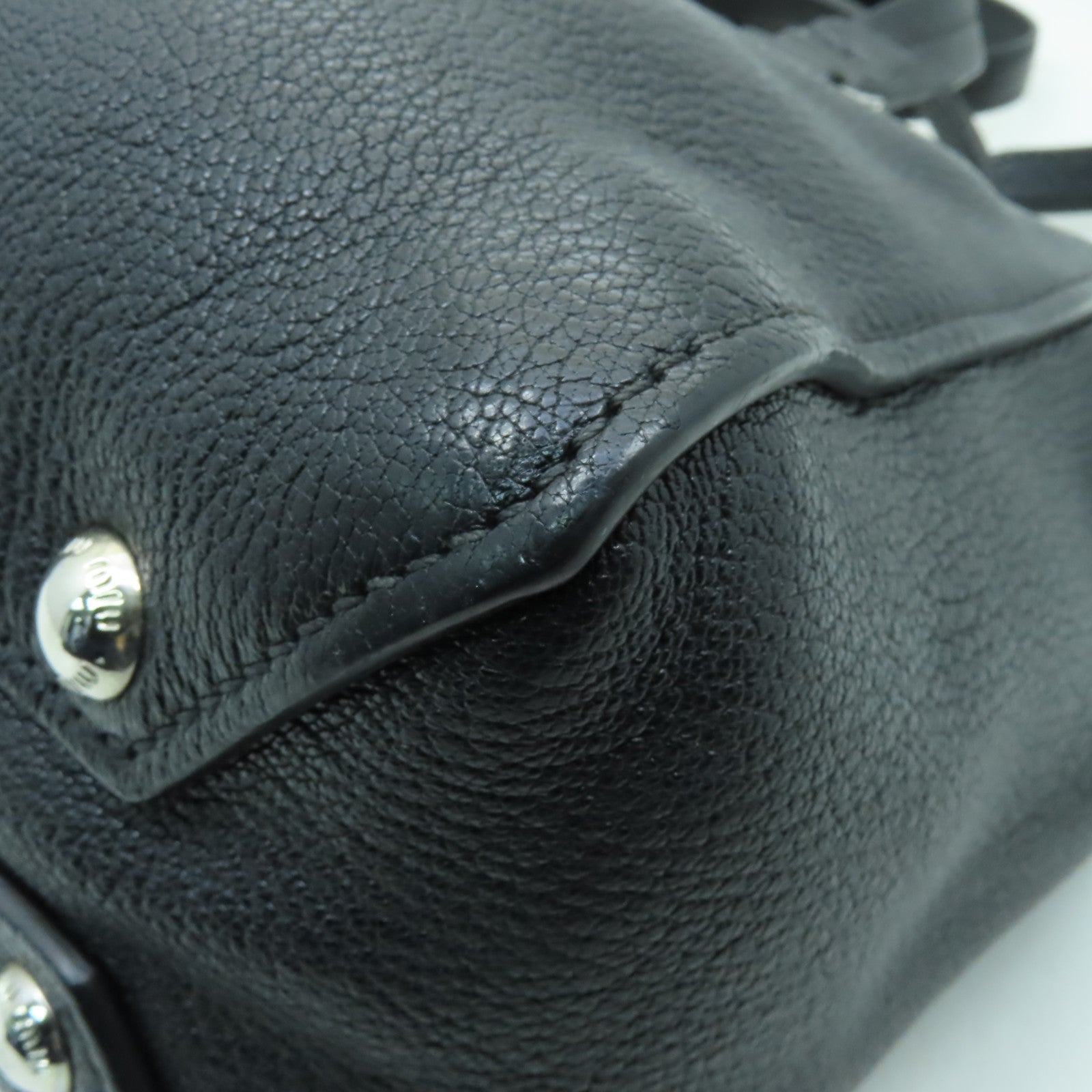 Miu Miu 牛皮皮革2way Shoulder Bag銀扣手挽肩背兩用袋黒色