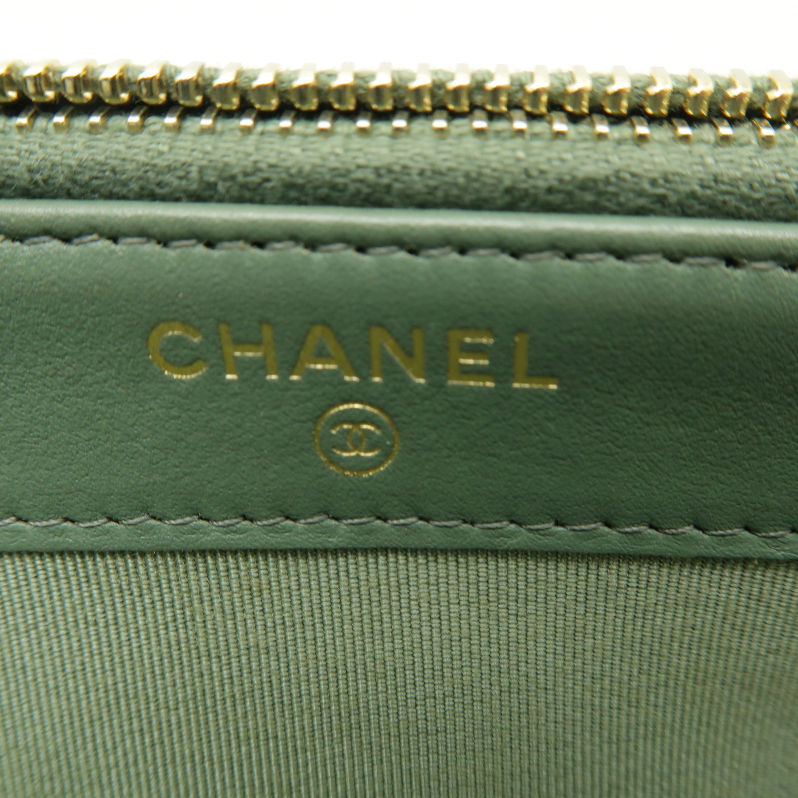 CHANEL 菱格Caviar皮革Chain Shoulder Bag金扣鏈帶肩背袋綠色