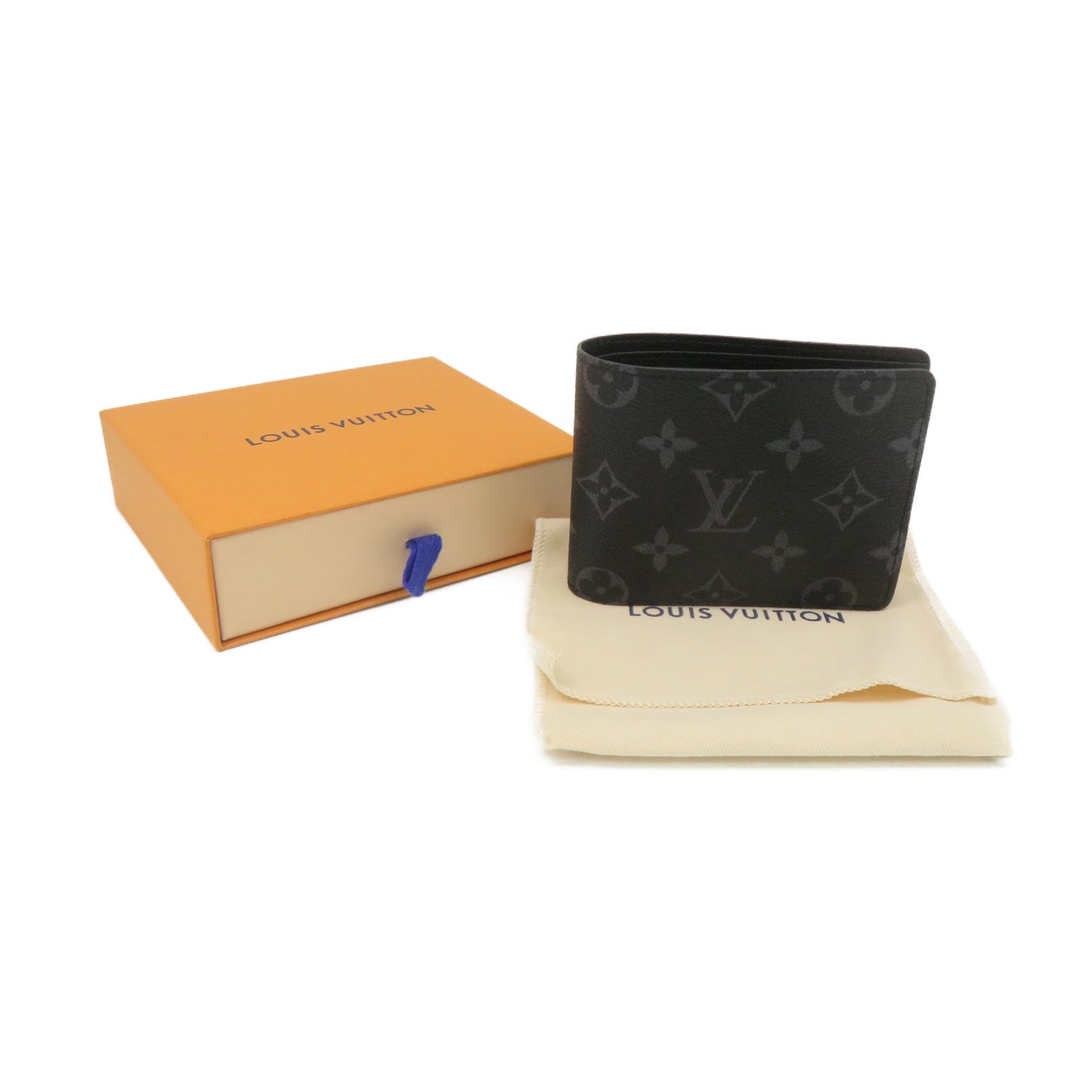 LOUIS VUITTON Monogram Eclipse Multiple Wallet Short Wallet黑色