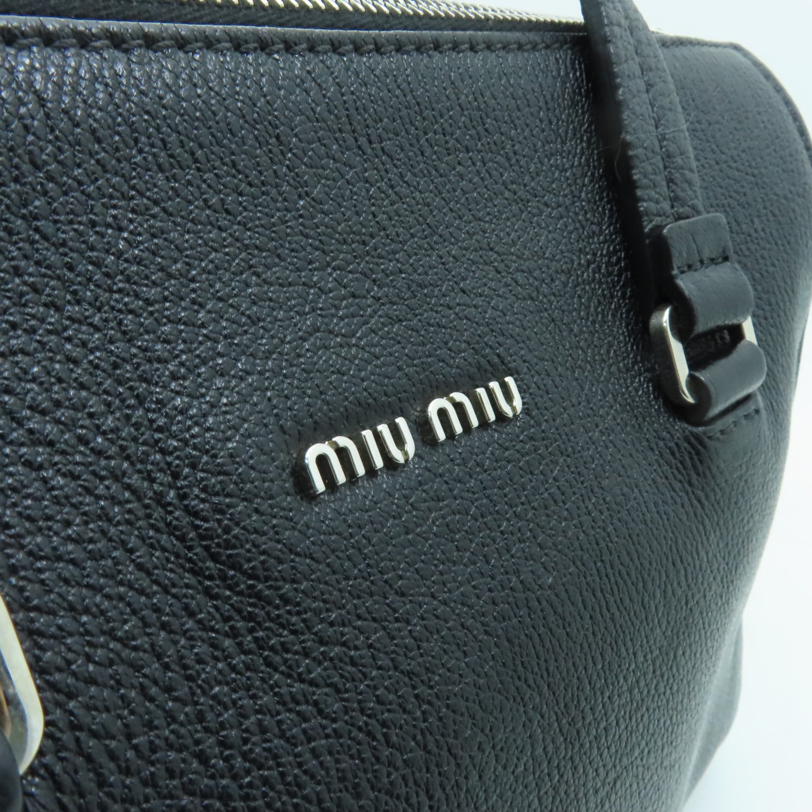 Miu Miu 牛皮皮革2way Shoulder Bag銀扣手挽肩背兩用袋黒色