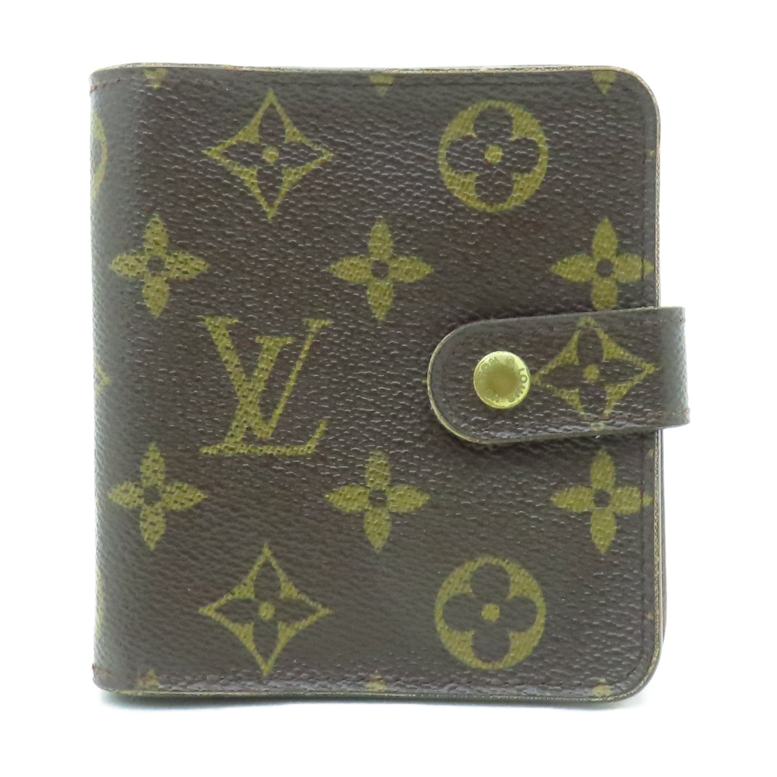 LOUIS VUITTON Monogram Compact Zipper金扣錢包啡色