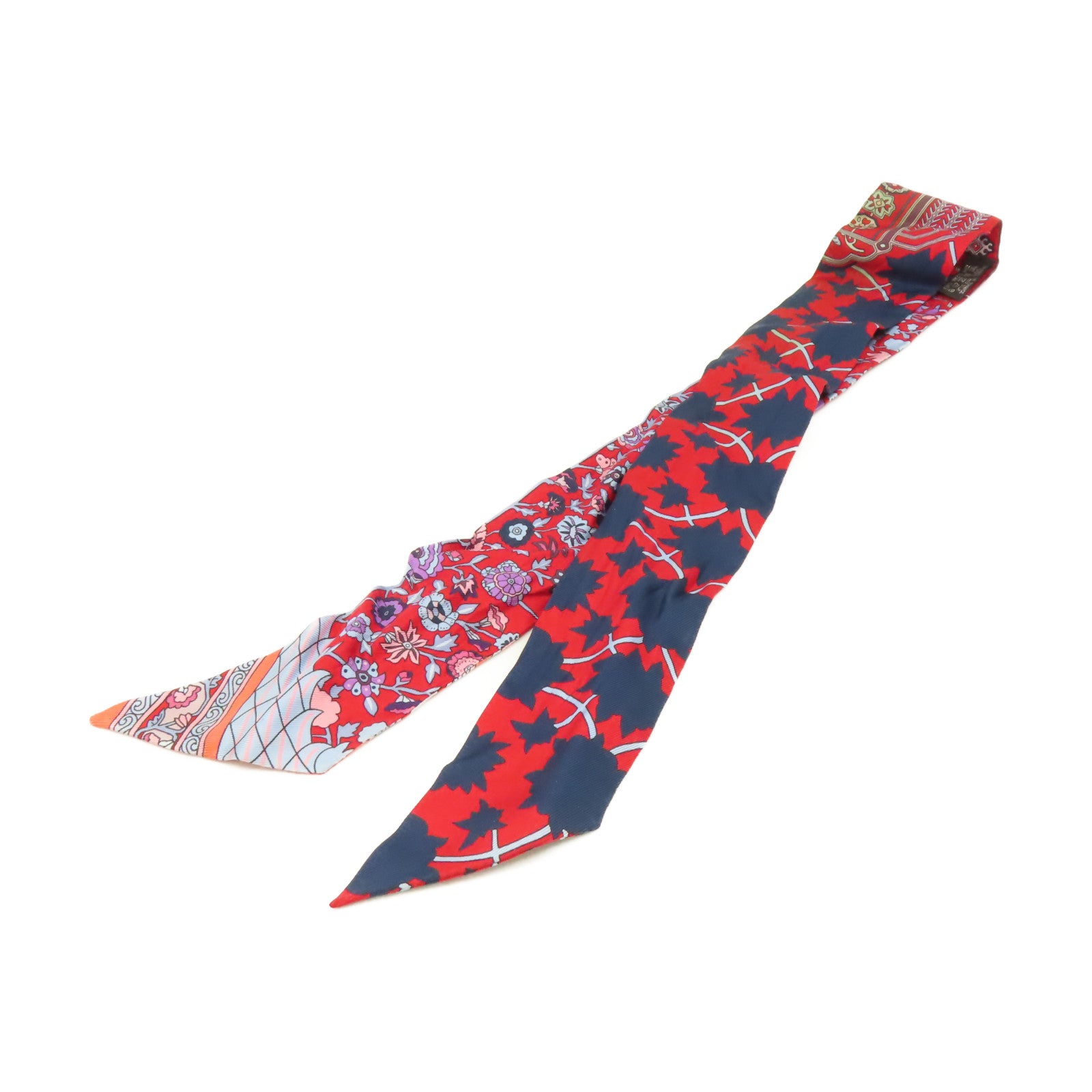 HERMES 【激減優惠】絲質Twilly Scarf絲巾紅色/彩色