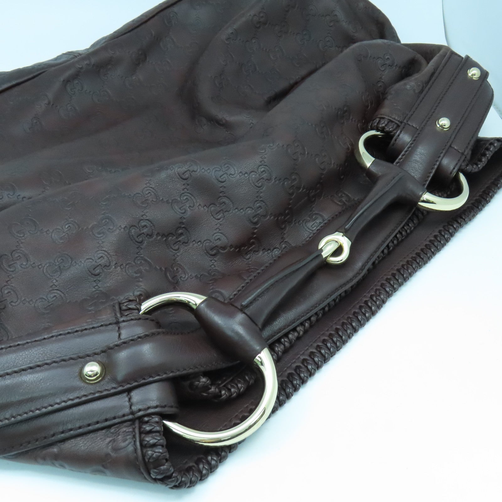 GUCCI 皮革Shoulder Bag金扣肩背袋啡色