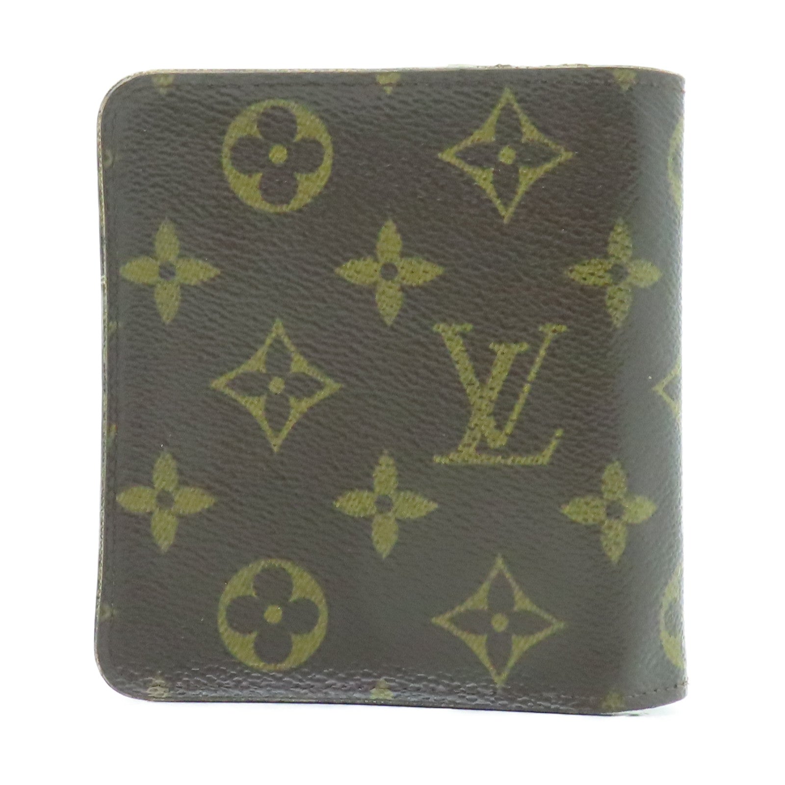 LOUIS VUITTON Monogram Compact Zipper金扣錢包啡色