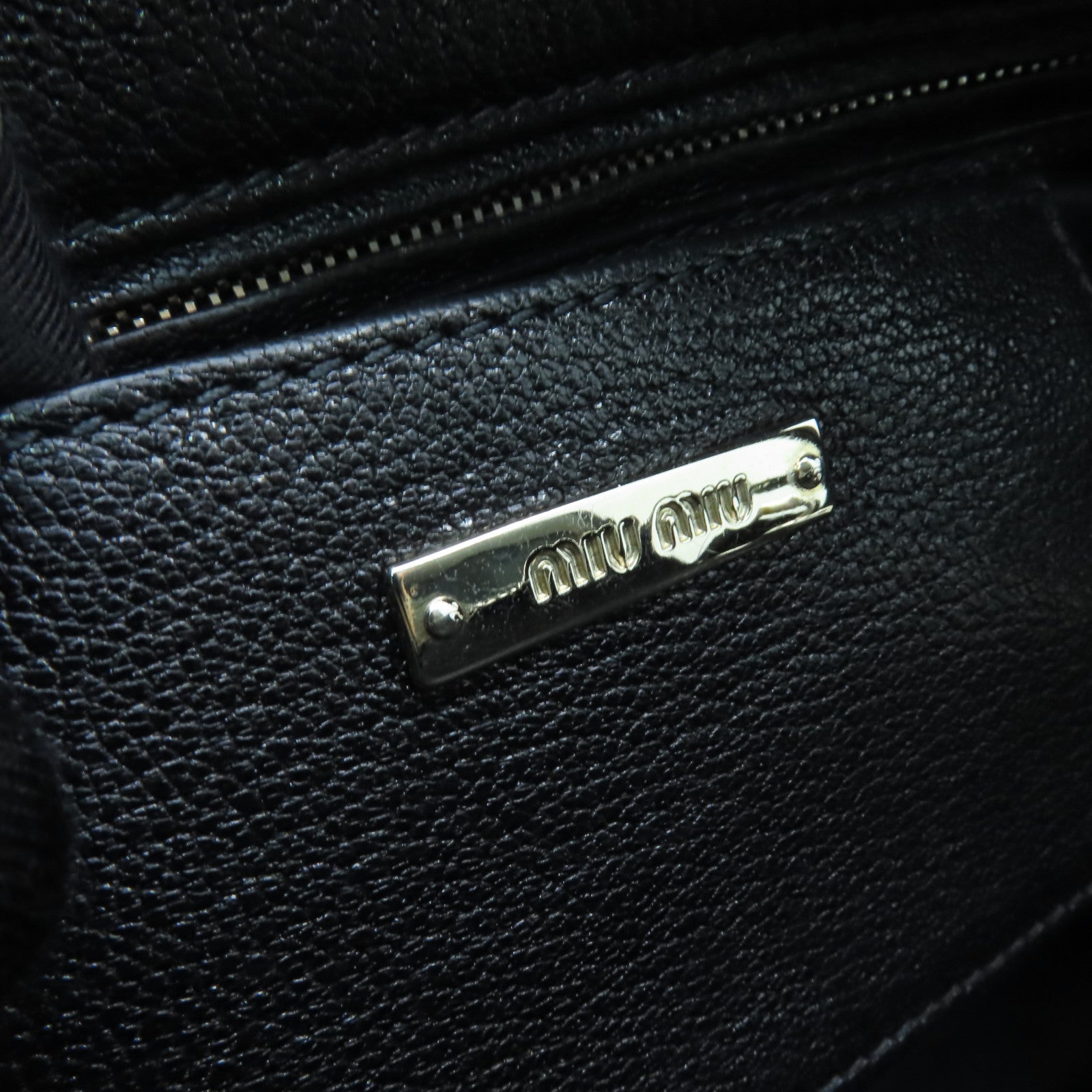 Miu Miu 牛皮皮革2way Shoulder Bag銀扣手挽肩背兩用袋黒色