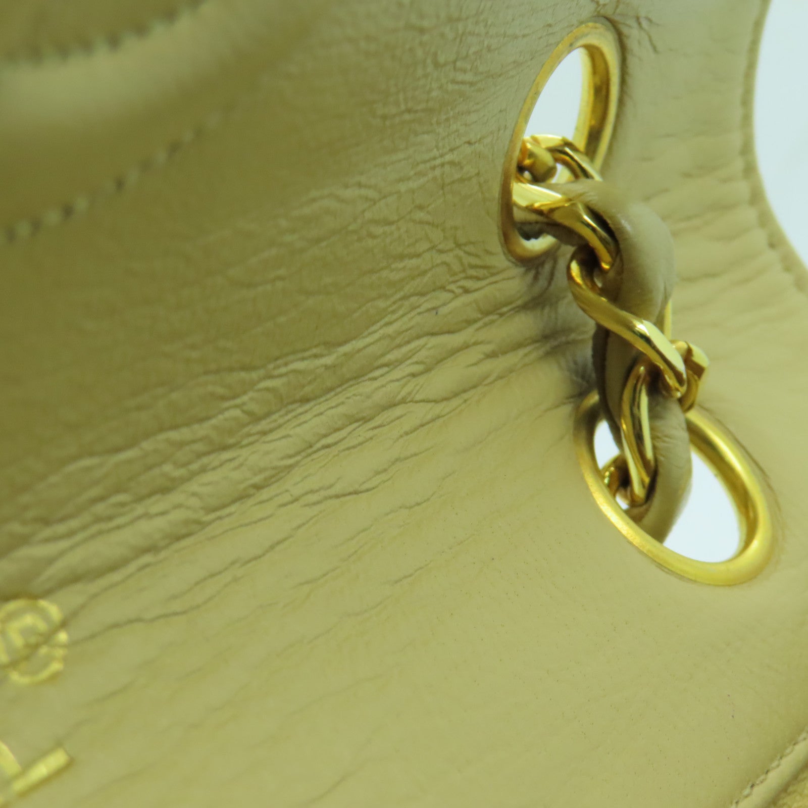 CHANEL Diamond Sheepskin Leather Chain Shoulder Bag Gold Buckle Chain Belt Shoulder Bag Beige