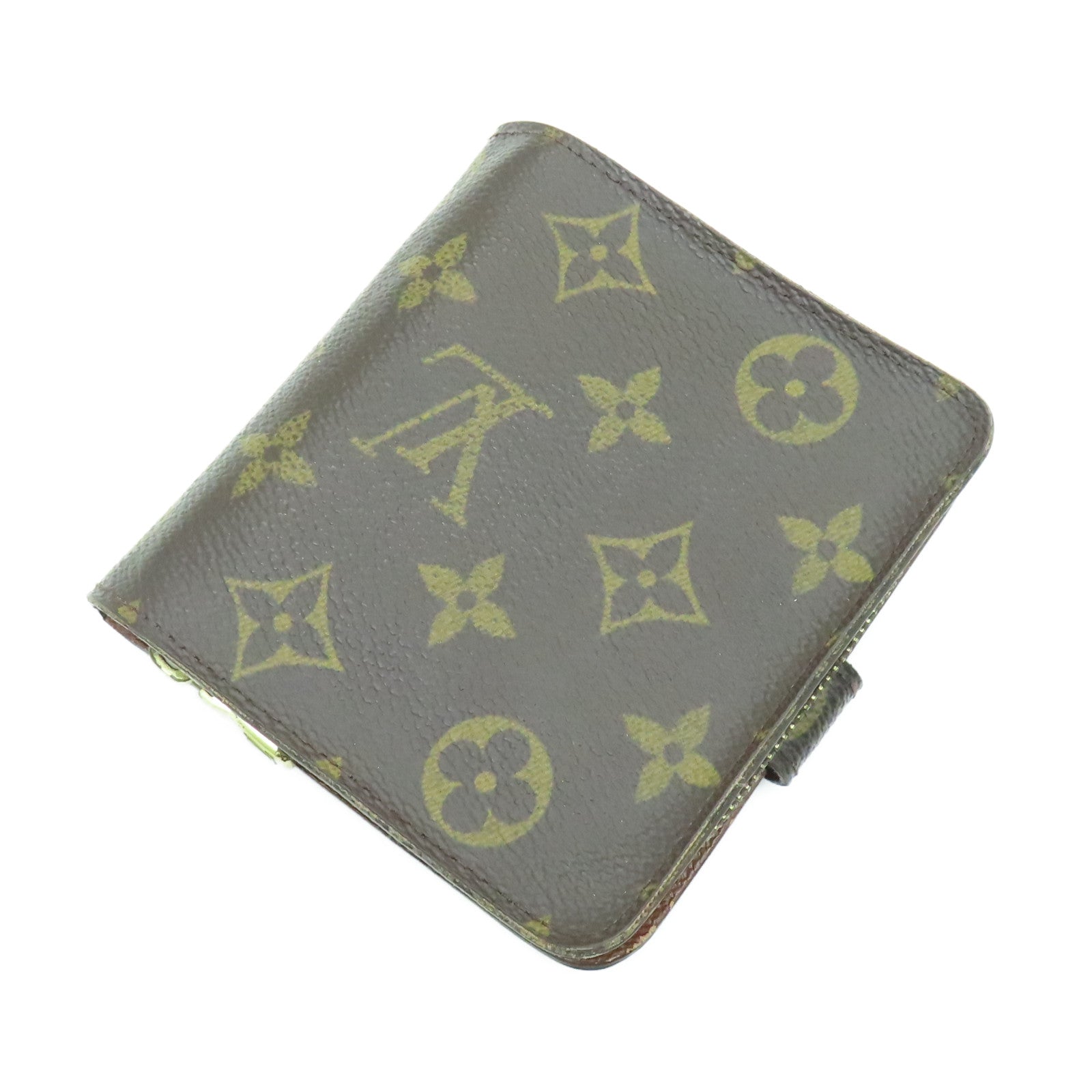 LOUIS VUITTON Monogram Compact Zipper金扣錢包啡色