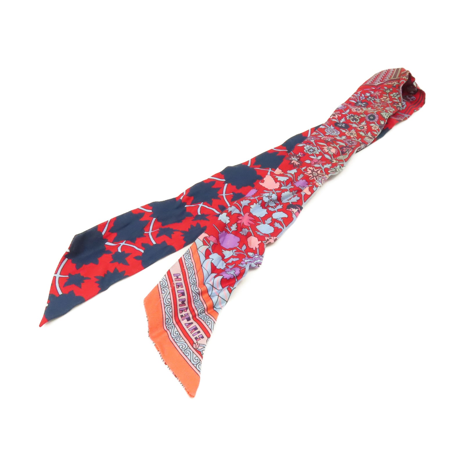 HERMES 【激減優惠】絲質Twilly Scarf絲巾紅色/彩色