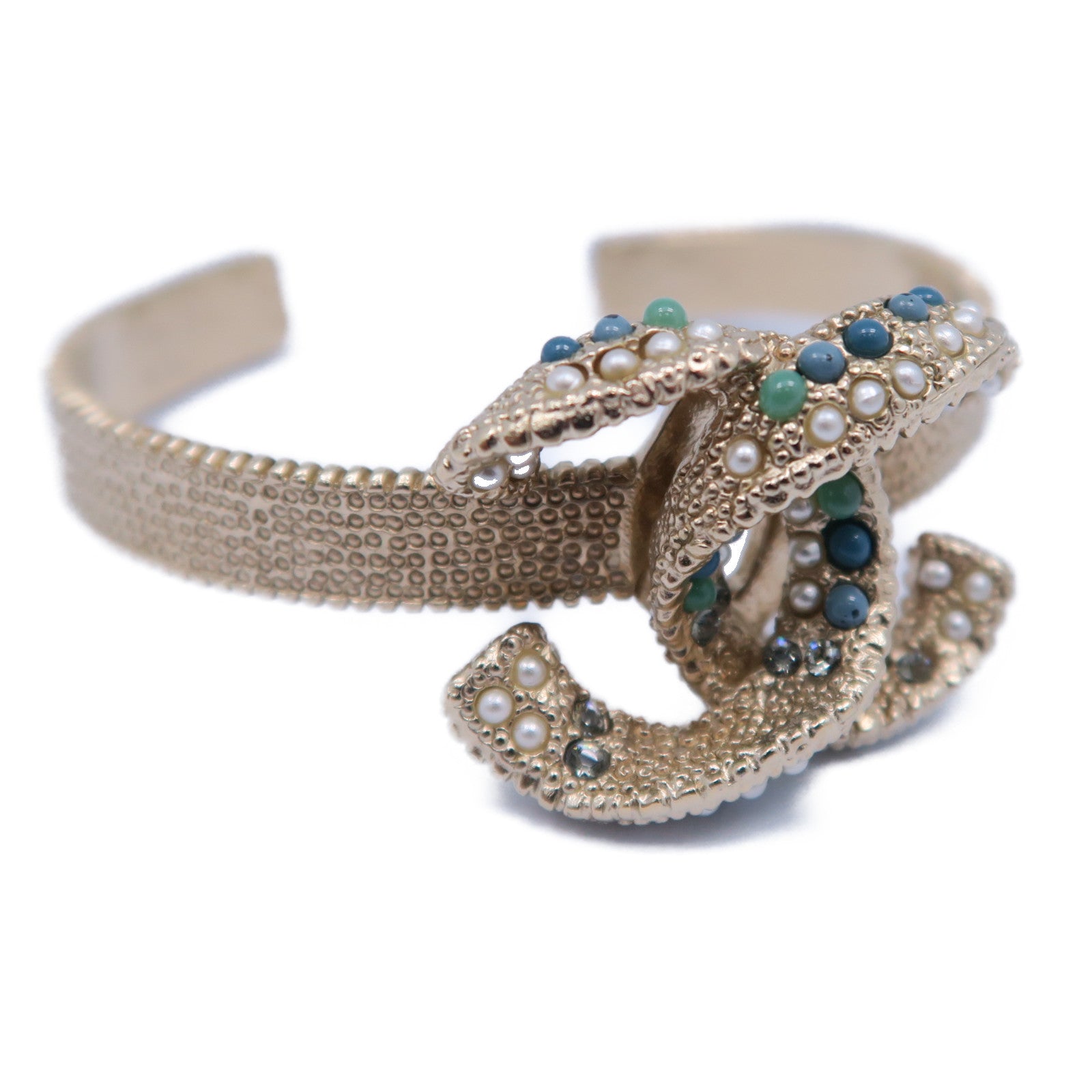 CHANEL 金屬Bangle手鐲金色/藍色