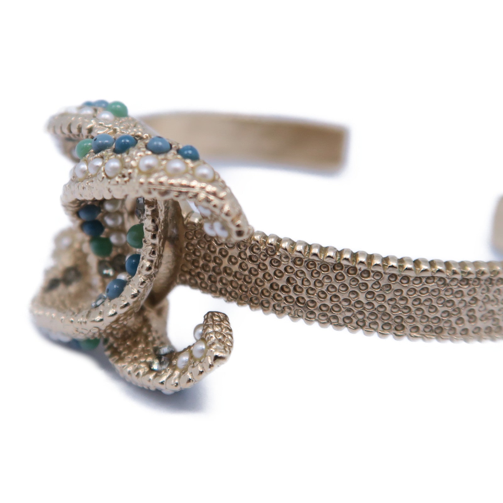 CHANEL 金屬Bangle手鐲金色/藍色