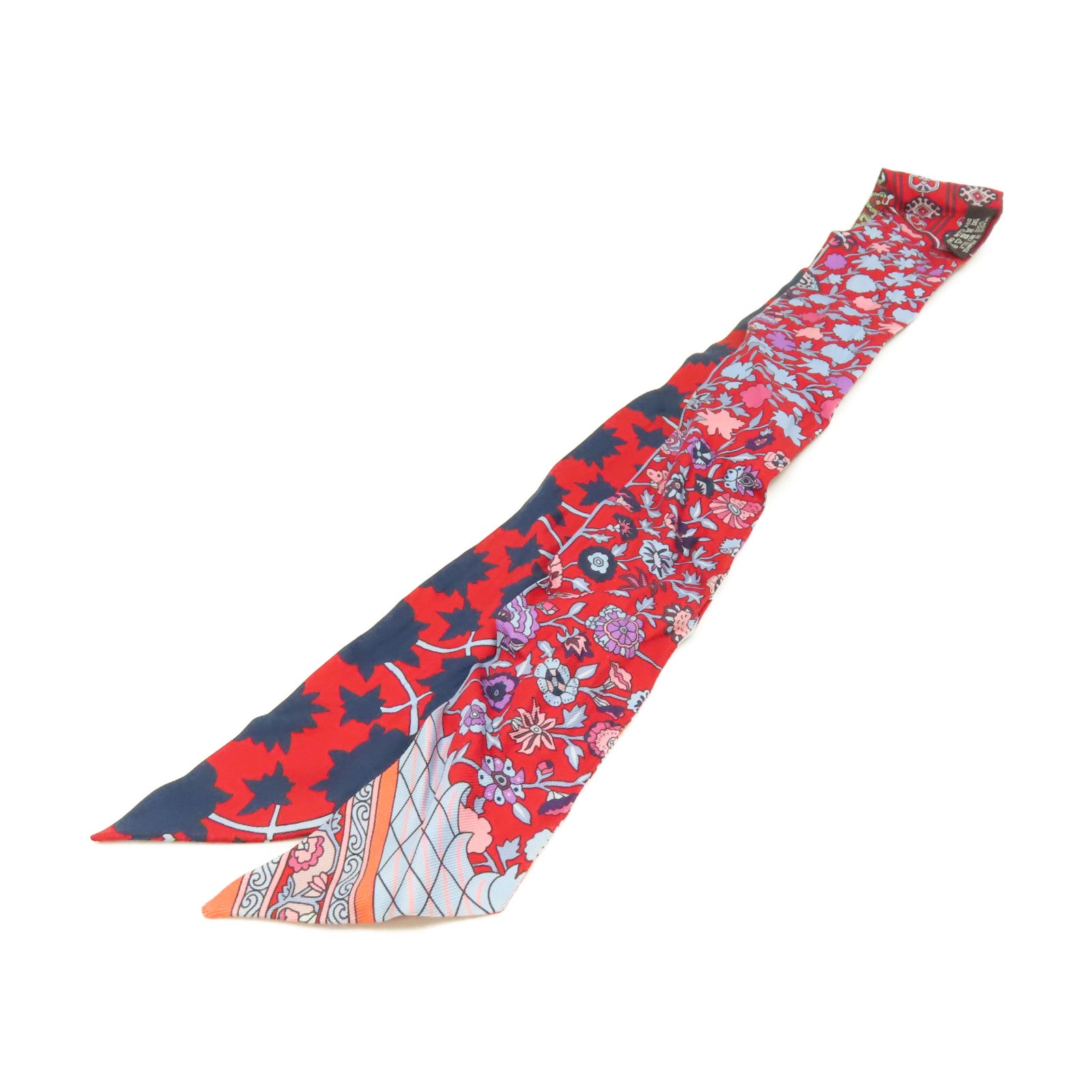 HERMES 【激減優惠】絲質Twilly Scarf絲巾紅色/彩色