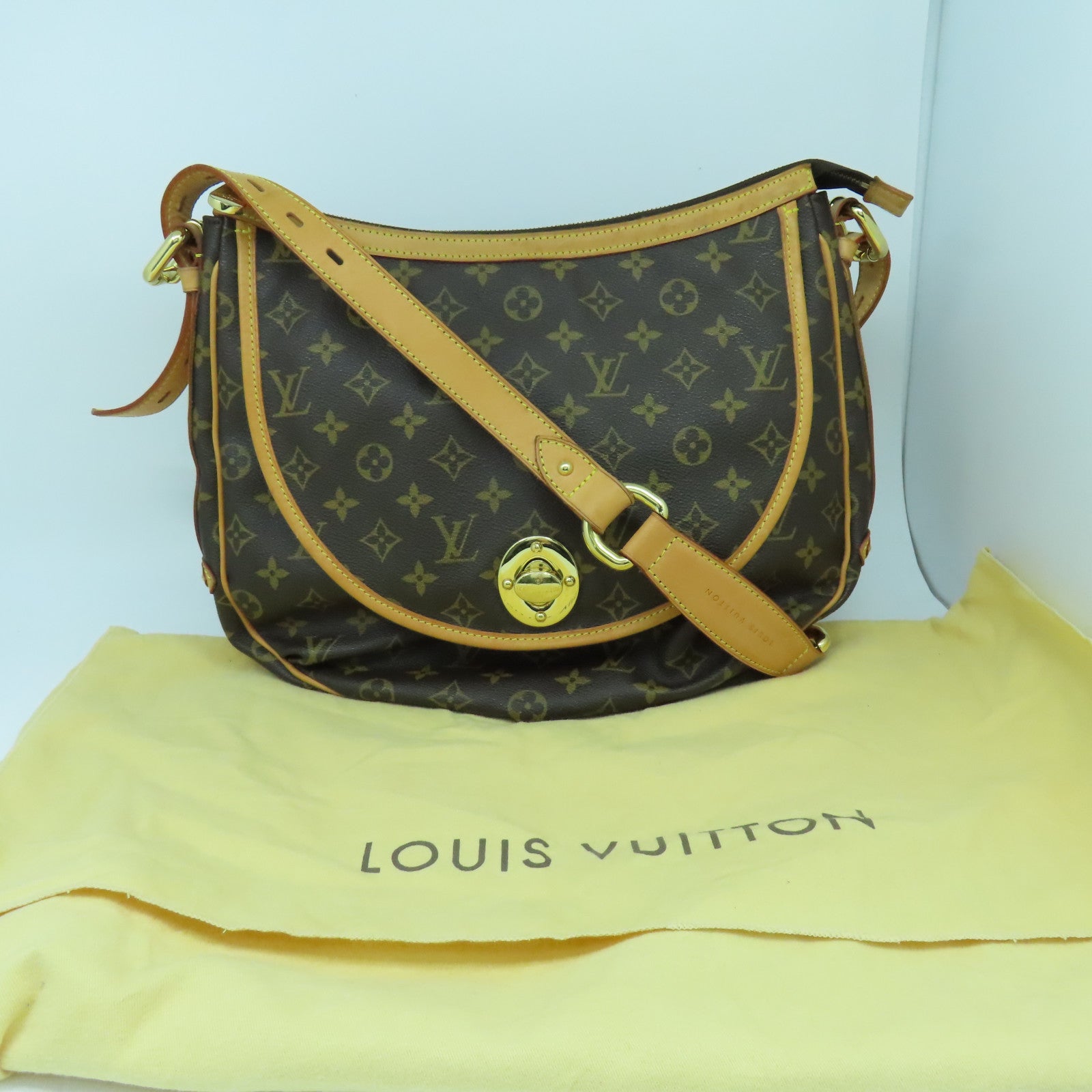 LOUIS VUITTON Monogram Tulum GM金扣肩背袋啡色