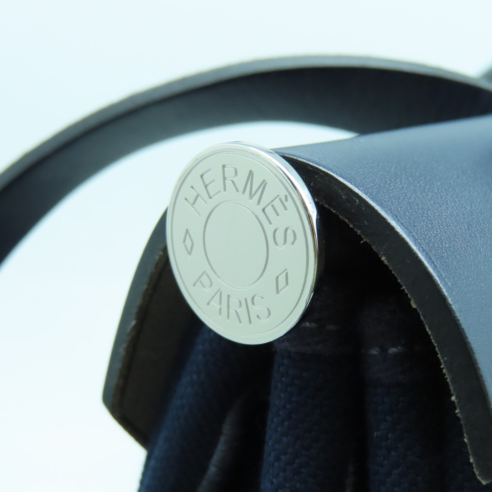 HERMES 帆布Herbag PM银扣手挽肩背两用袋深蓝色