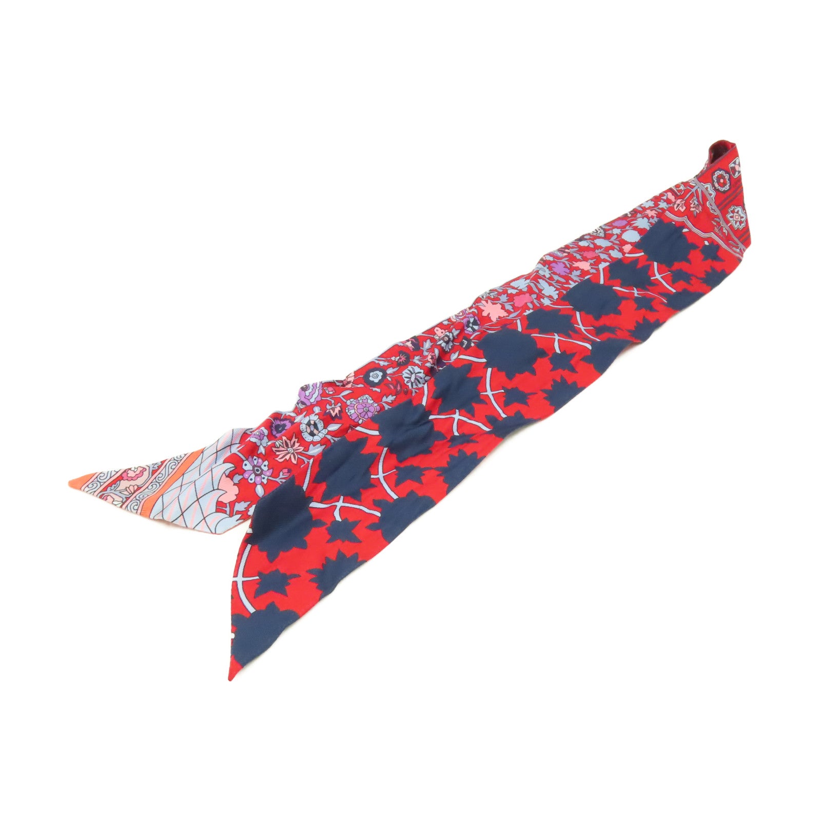 HERMES 【激減優惠】絲質Twilly Scarf絲巾紅色/彩色