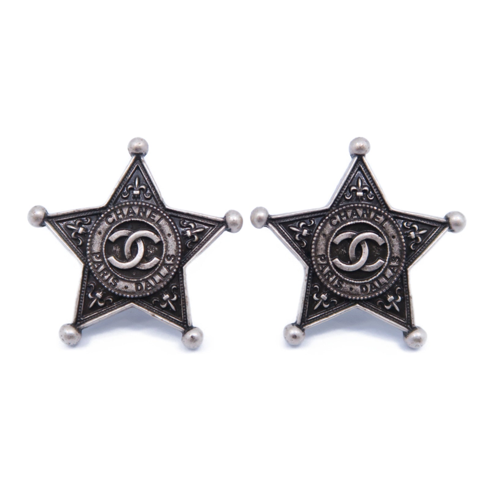 CHANEL 金屬Earrings耳環銀色/黑色