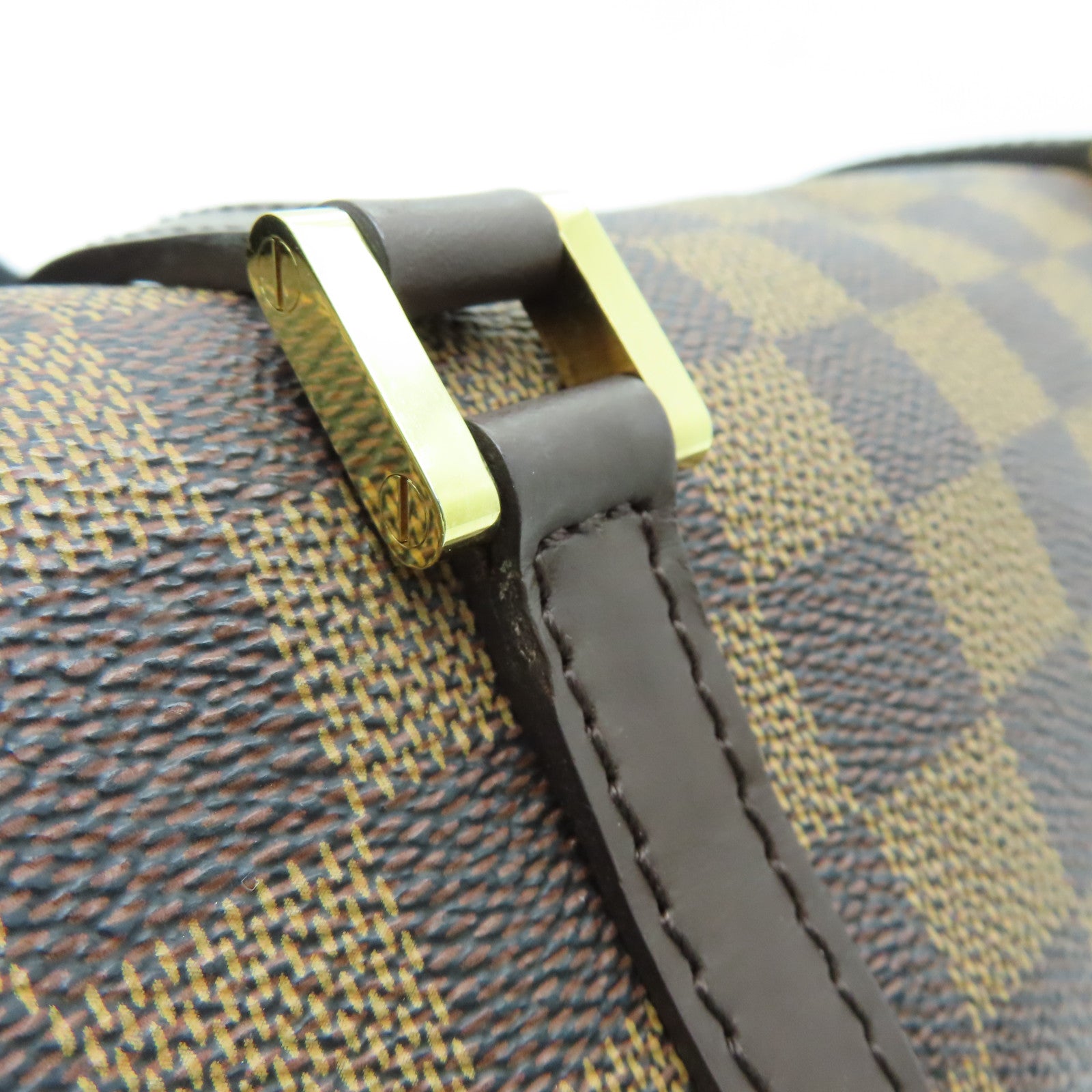 LOUIS VUITTON Damier Ebene Papillon PM金扣肩背袋啡色