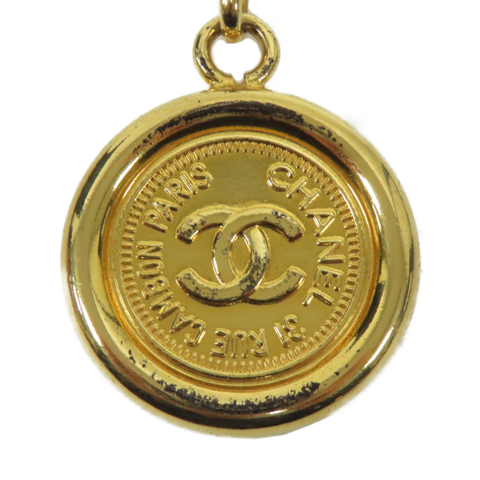 CHANEL 金屬Vintage Chain Belt金扣皮帶金色/黑色