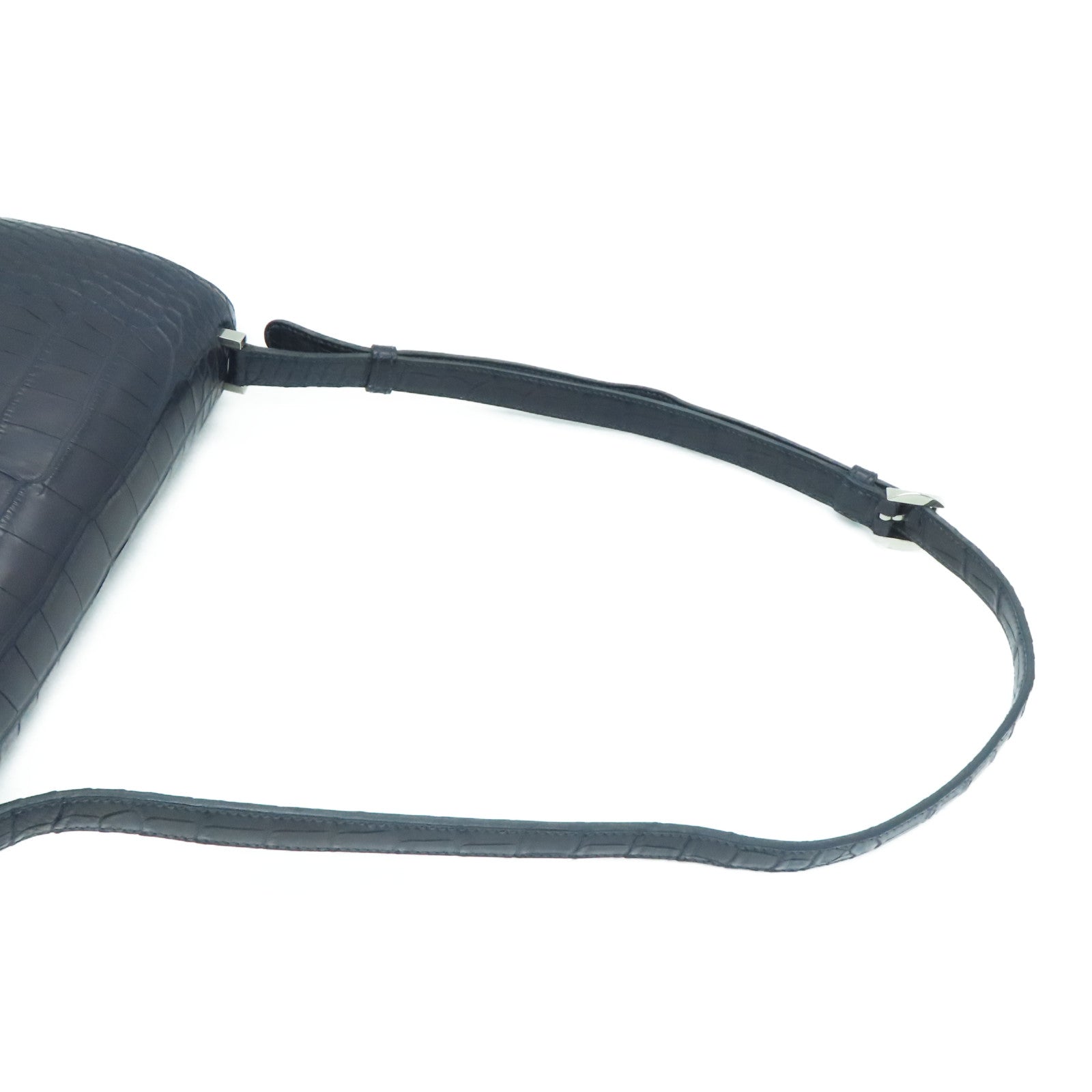 HERMES 【激减优惠】Matte Alligator皮革2002 Shoulder Bag银扣肩背袋Blue Nuit/深蓝色