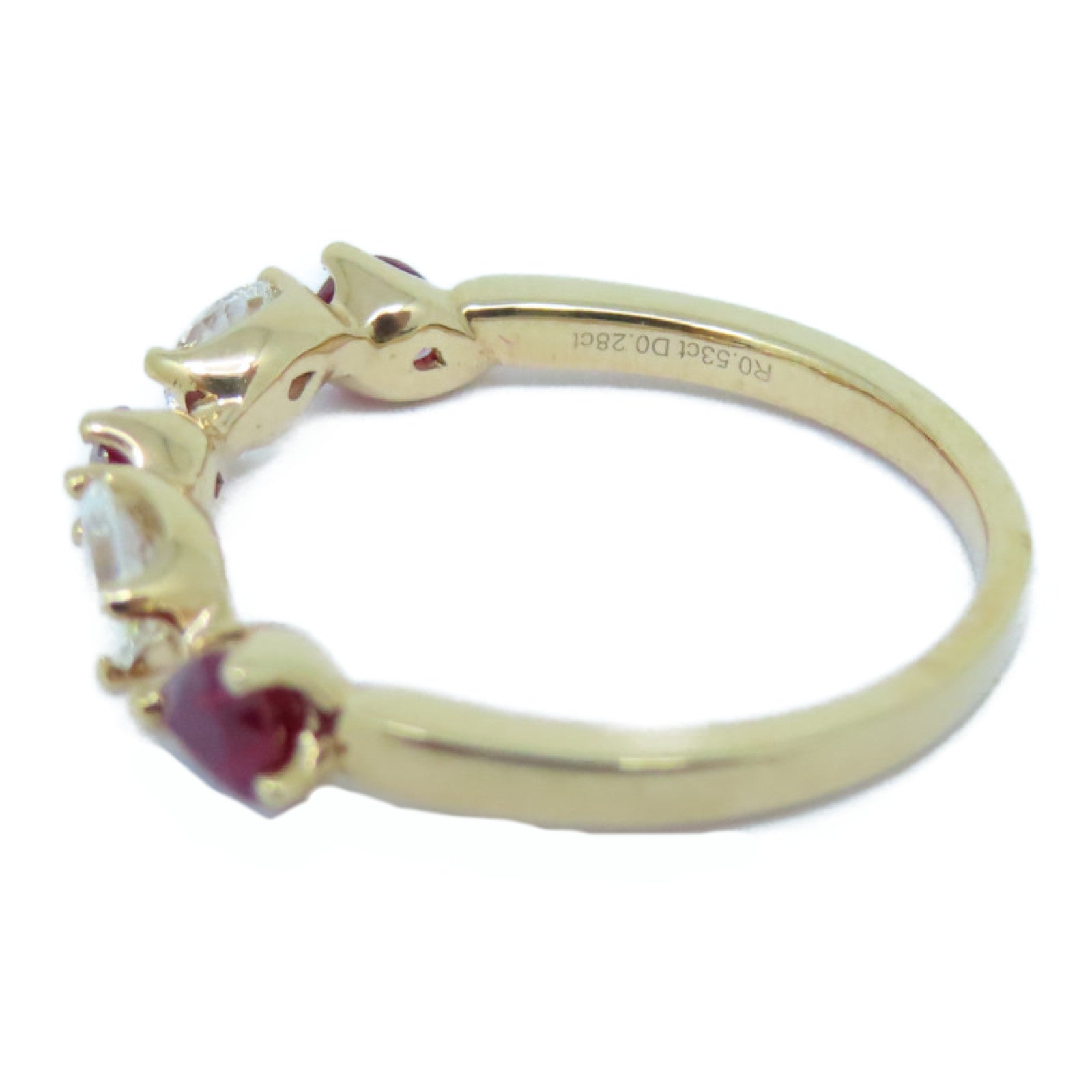 JEWELRY 【激减优惠】18K玫瑰金0.53ct红宝石/0.28ct钻石戒指US#6