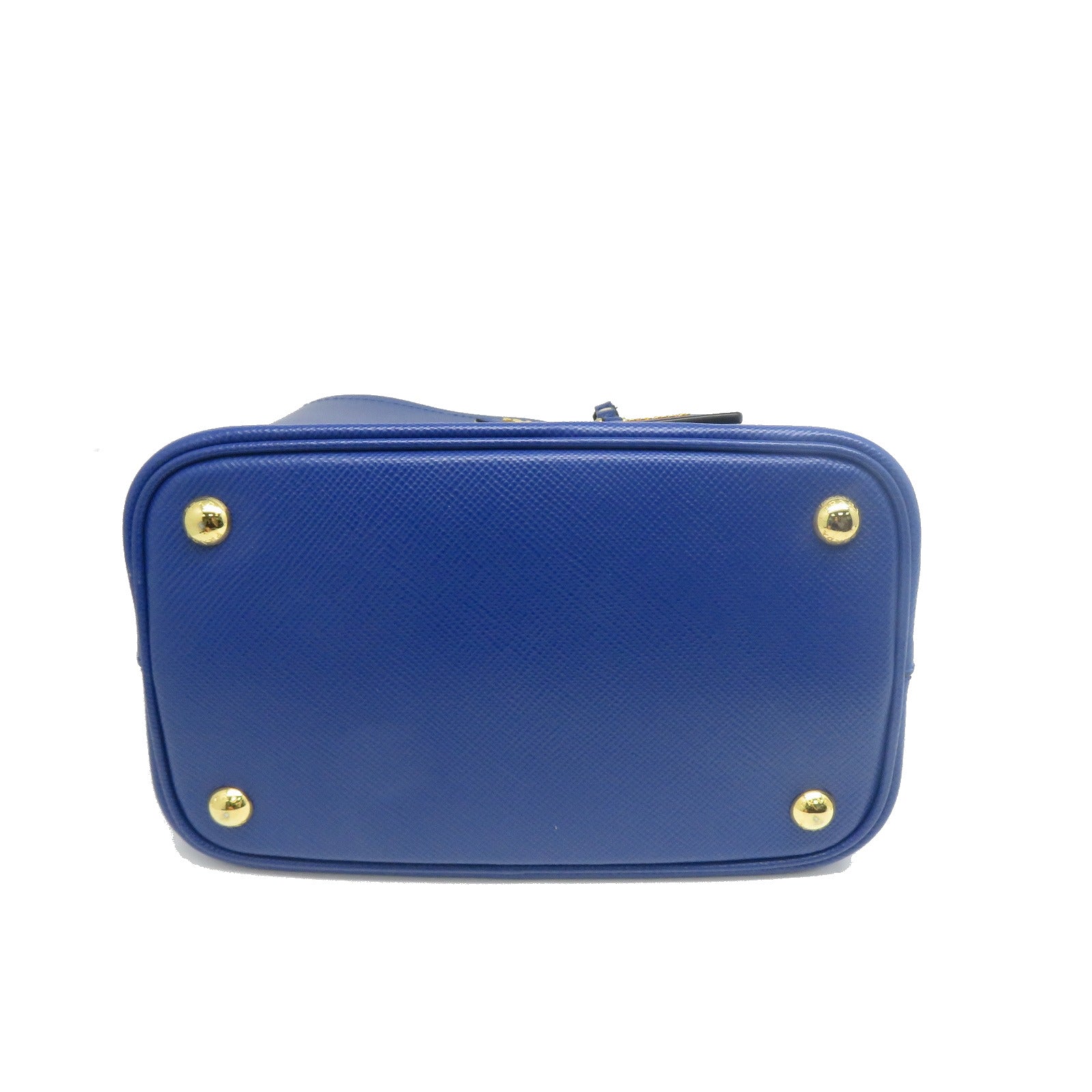 PRADA Saffiano皮革Panier Bag金扣手挽肩背兩用袋藍色
