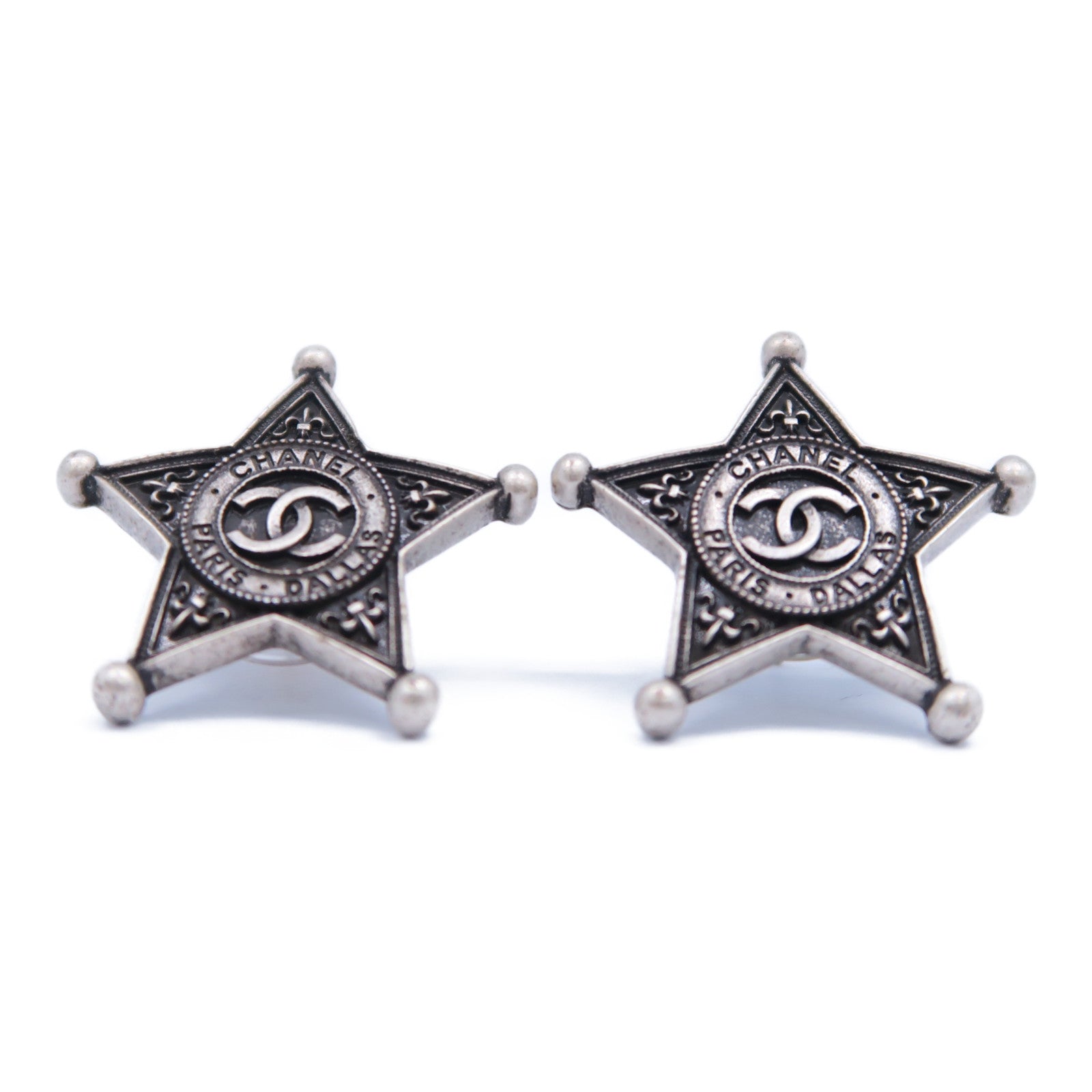 CHANEL 金屬Earrings耳環銀色/黑色